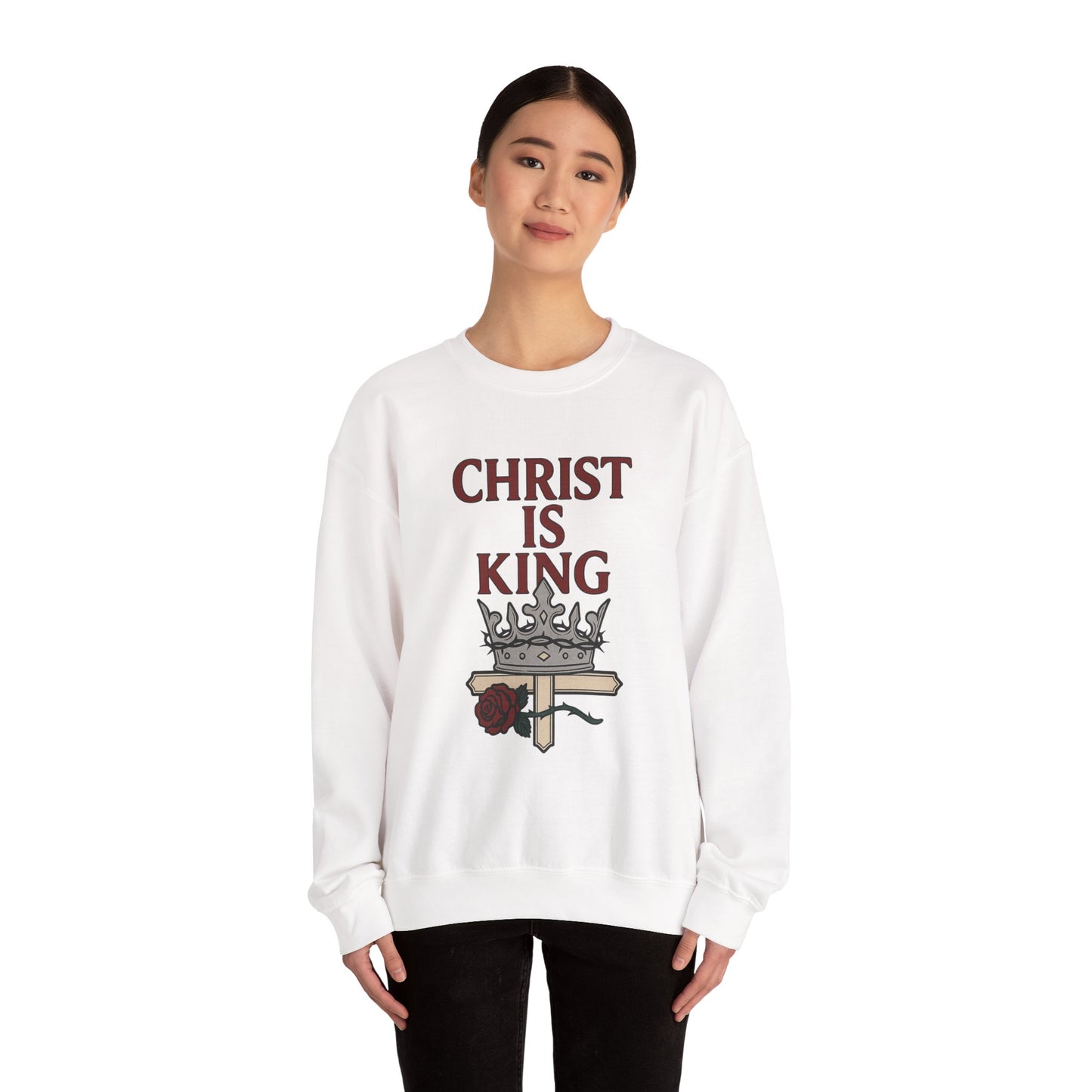 Christ is King Unisex Crewneck Sweatshirt, Religious Gift, Christian Faith Apparel, Cozy Sweatshirt for Church, Inspirational Outfit