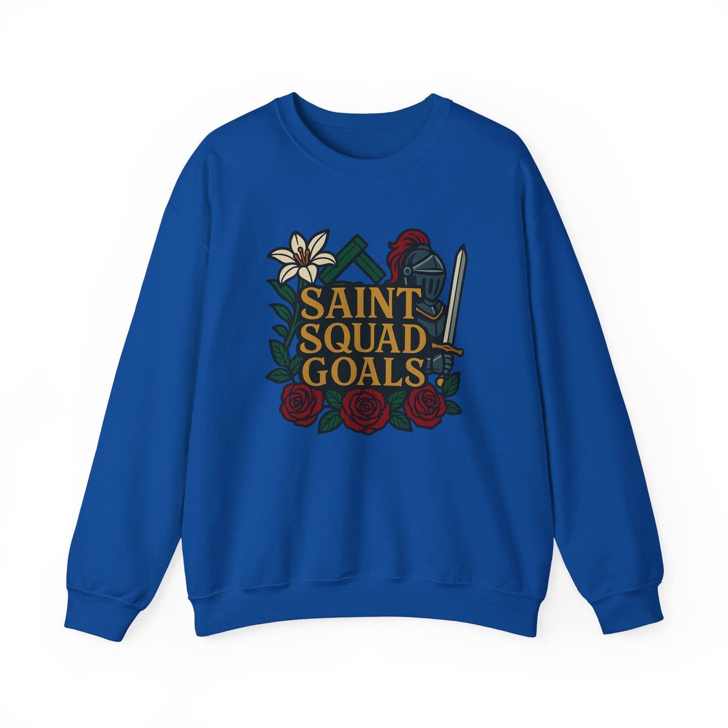 Saint Squad Goals Crewneck Sweatshirt, Cozy Unisex Sweatshirt, Gift for Friends, Holiday Apparel, Casual Fashion, Motivational Clothing