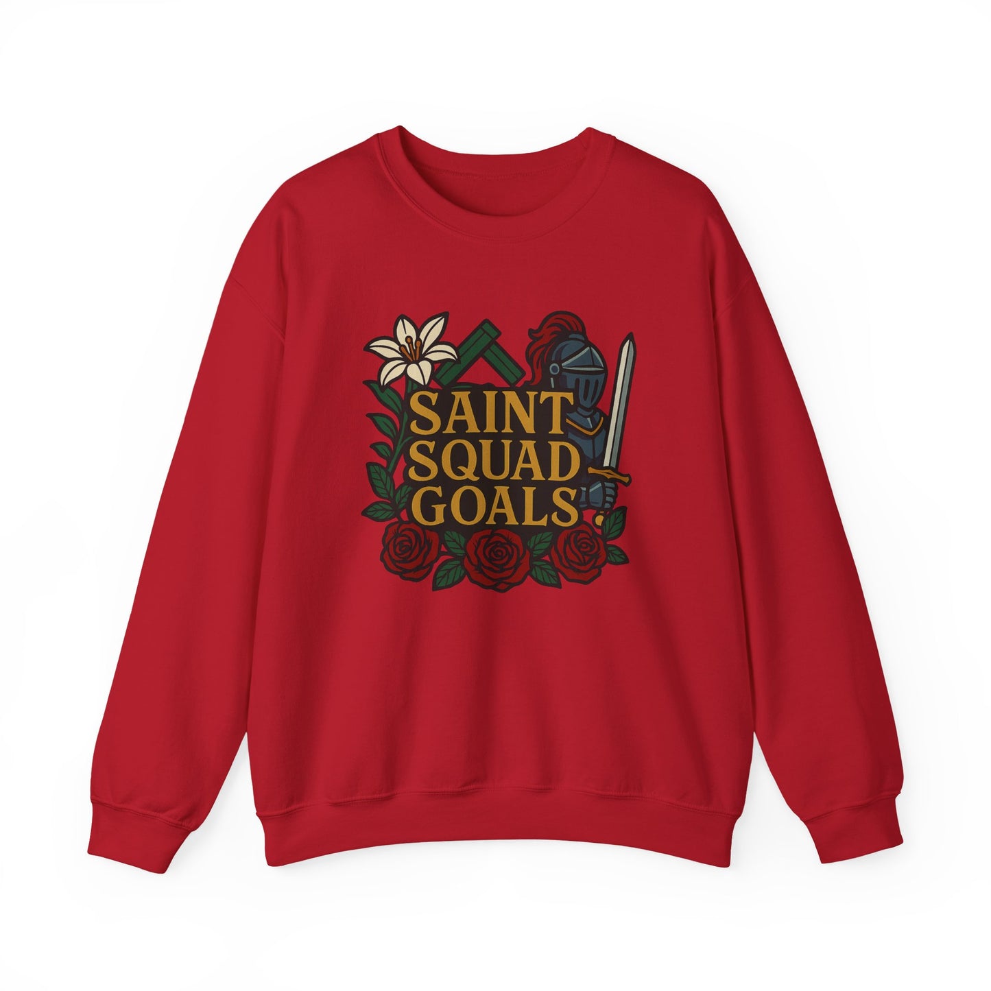 Saint Squad Goals Crewneck Sweatshirt, Cozy Unisex Sweatshirt, Gift for Friends, Holiday Apparel, Casual Fashion, Motivational Clothing