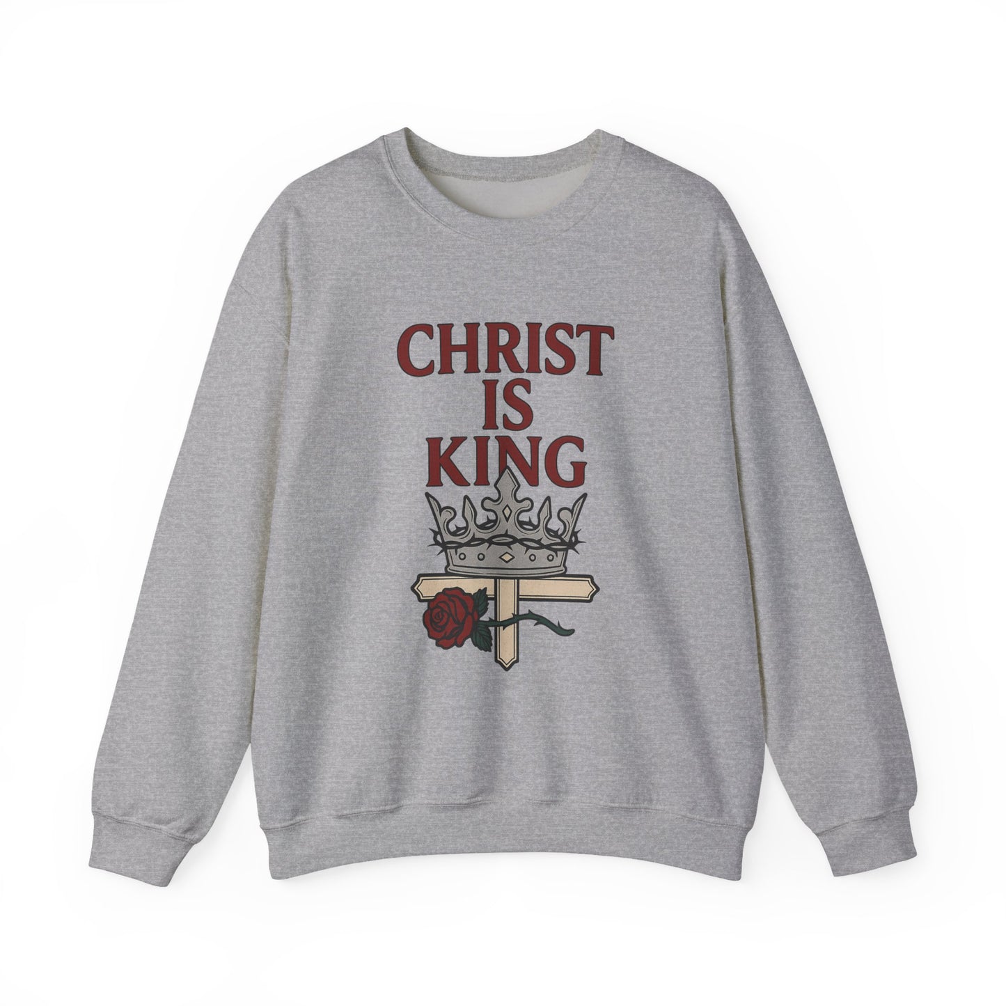 Christ is King Unisex Crewneck Sweatshirt, Religious Gift, Christian Faith Apparel, Cozy Sweatshirt for Church, Inspirational Outfit