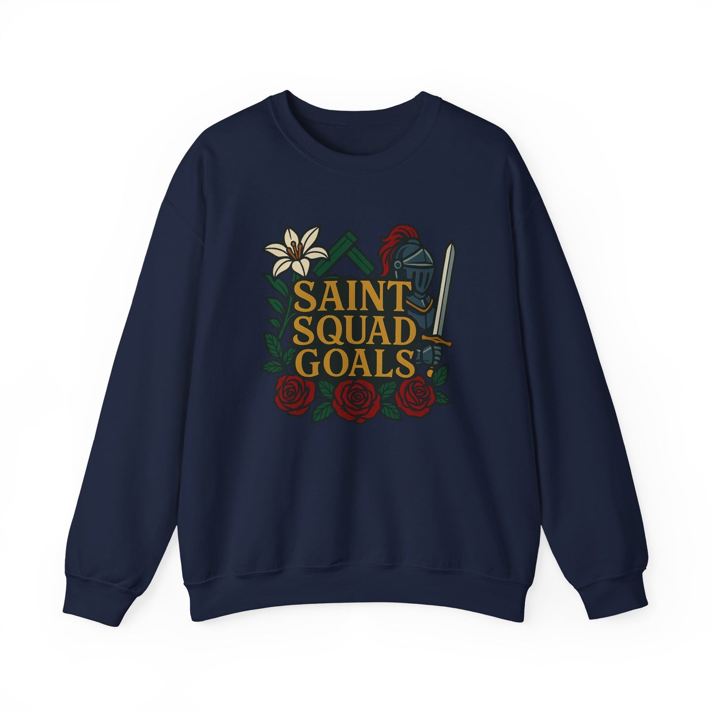 Saint Squad Goals Crewneck Sweatshirt, Cozy Unisex Sweatshirt, Gift for Friends, Holiday Apparel, Casual Fashion, Motivational Clothing