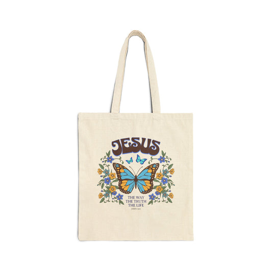 Divine Inspiration Jesus is the Way Reusable Christian Cotton Tote Bag Religious Gift Christian Gift Bag