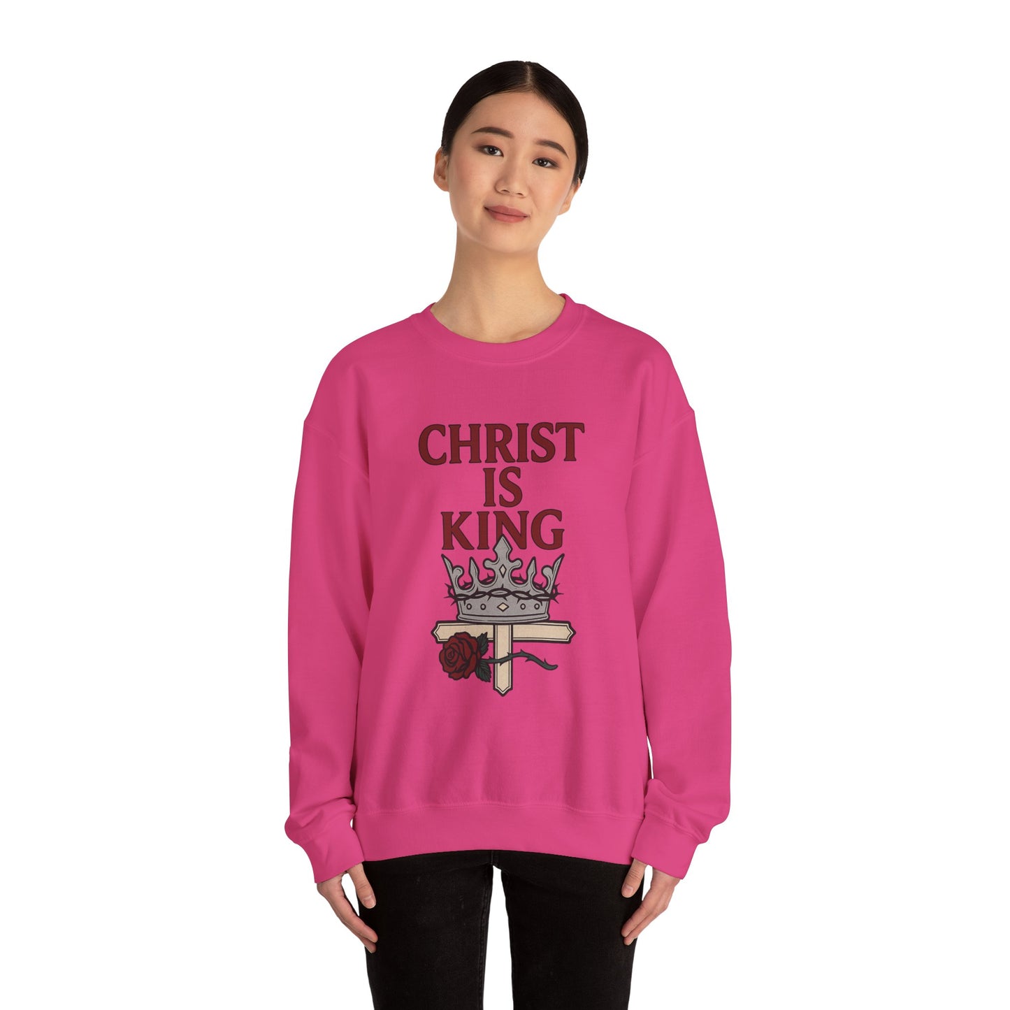 Christ is King Unisex Crewneck Sweatshirt, Religious Gift, Christian Faith Apparel, Cozy Sweatshirt for Church, Inspirational Outfit