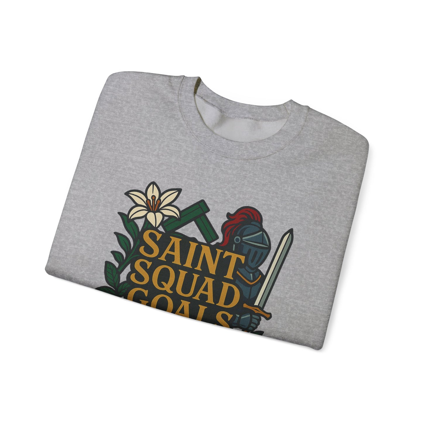 Saint Squad Goals Crewneck Sweatshirt, Cozy Unisex Sweatshirt, Gift for Friends, Holiday Apparel, Casual Fashion, Motivational Clothing