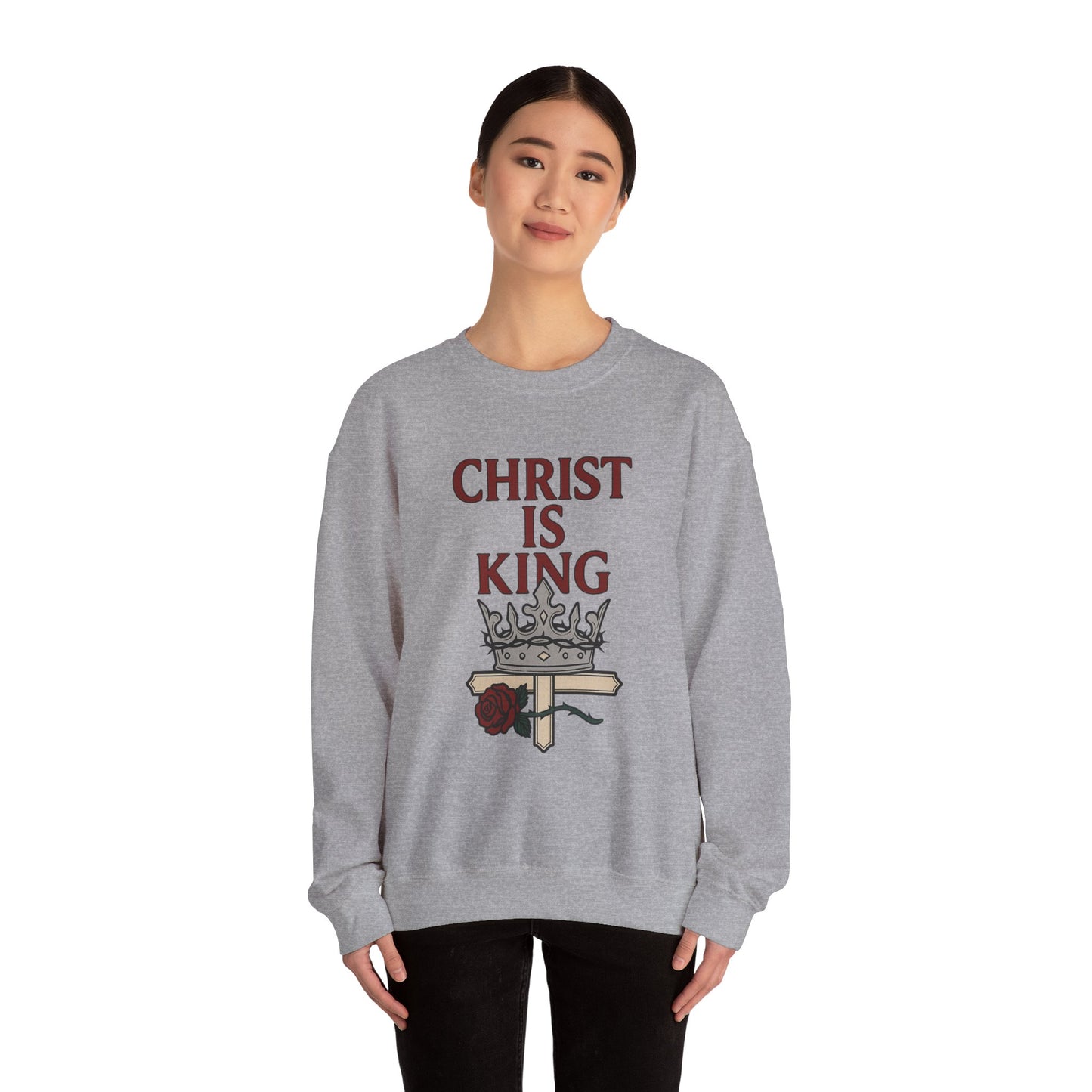 Christ is King Unisex Crewneck Sweatshirt, Religious Gift, Christian Faith Apparel, Cozy Sweatshirt for Church, Inspirational Outfit