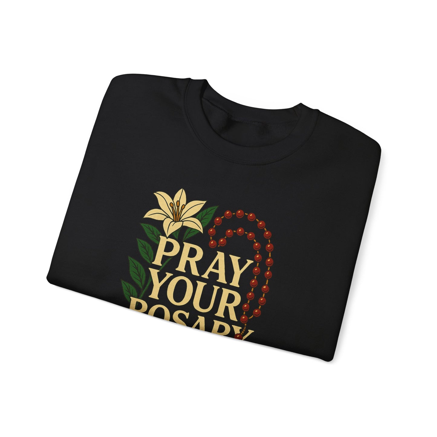 Pray Your Rosary Sweatshirt, Religious Crewneck, Christian Gift, Faith and Prayer Apparel, Cozy Spiritual Clothing, Perfect for Church