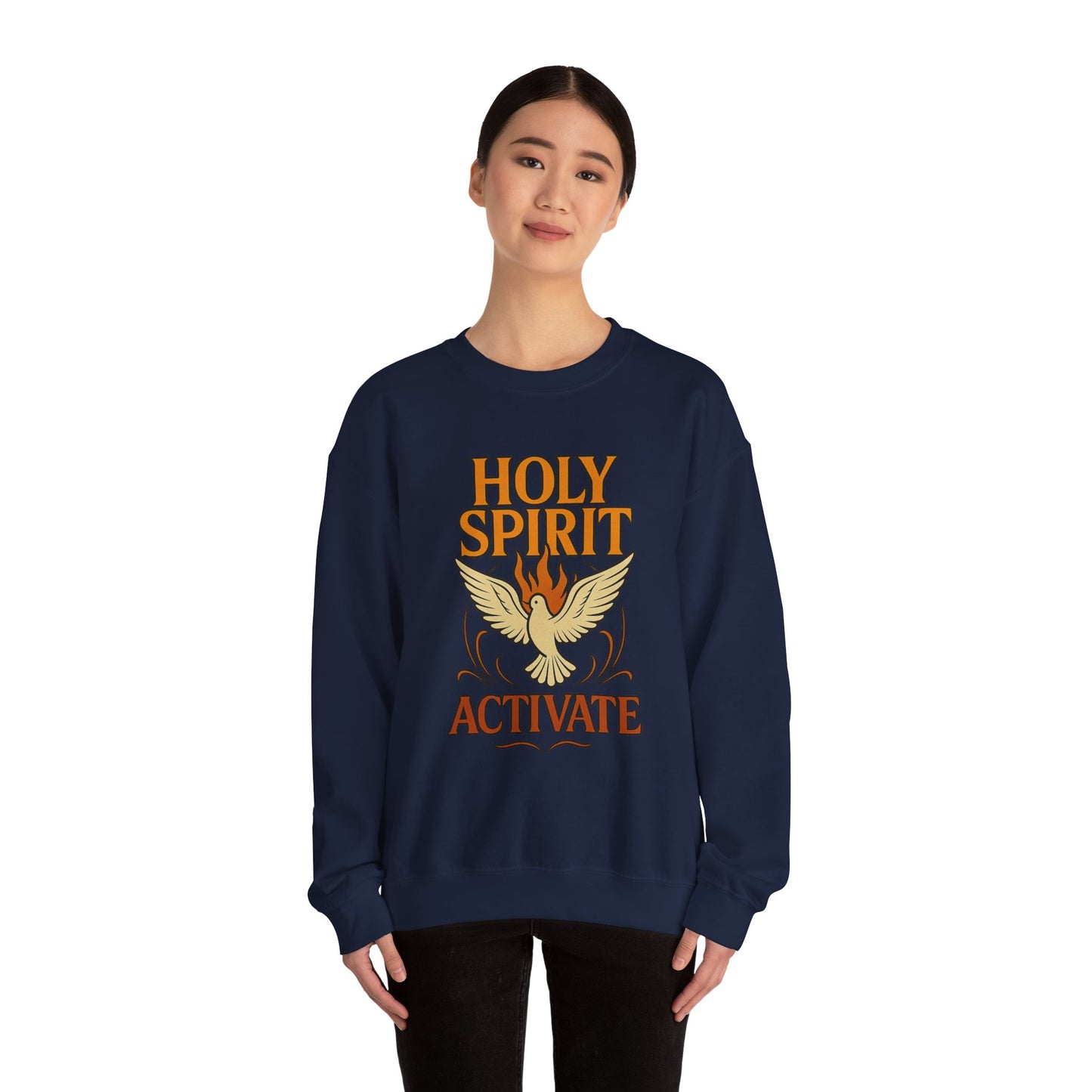Holy Spirit Activate Crewneck Sweatshirt | Unisex Pullover | Cozy Faith-Based Apparel | Inspirational Gift | Spiritual Wardrobe