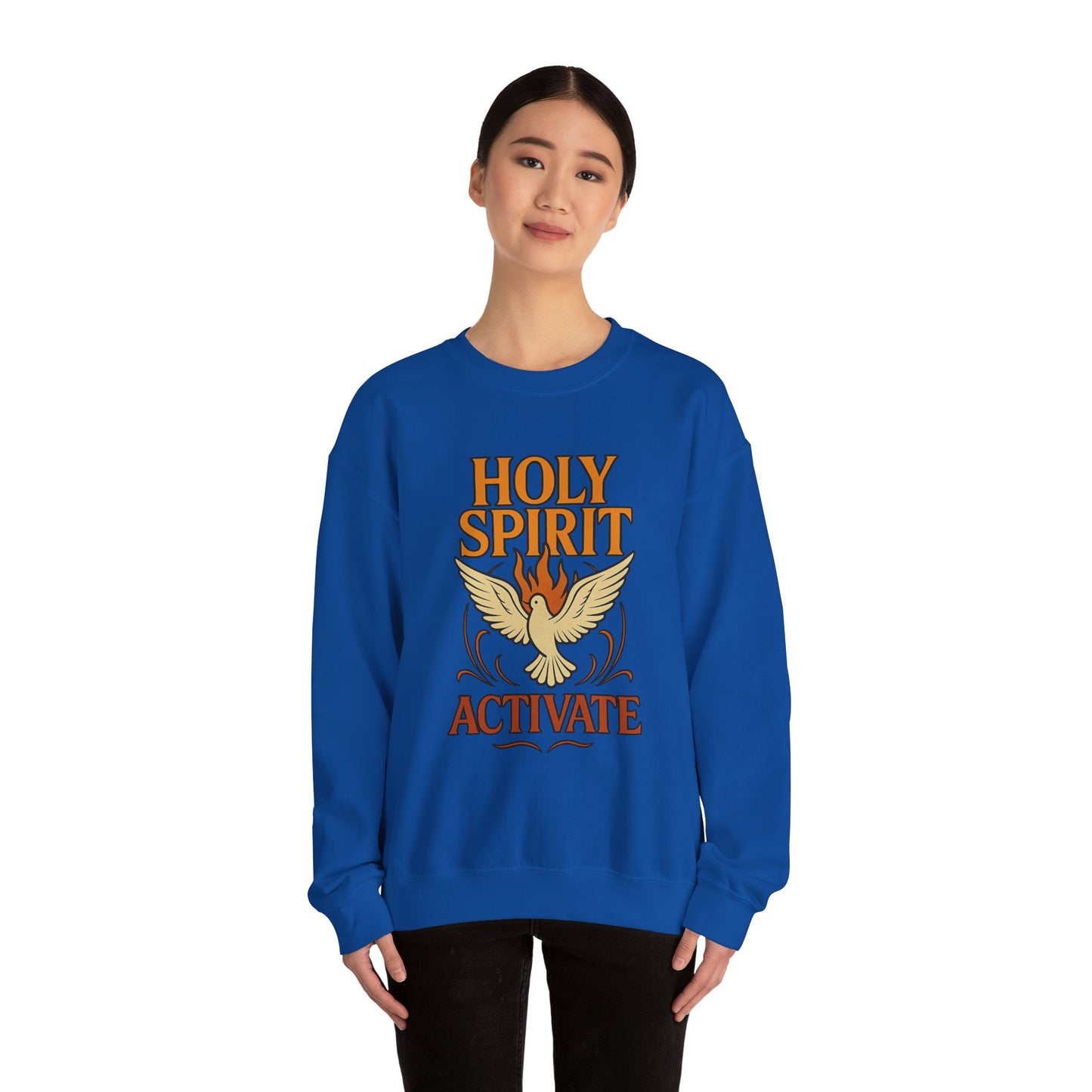 Holy Spirit Activate Crewneck Sweatshirt | Unisex Pullover | Cozy Faith-Based Apparel | Inspirational Gift | Spiritual Wardrobe