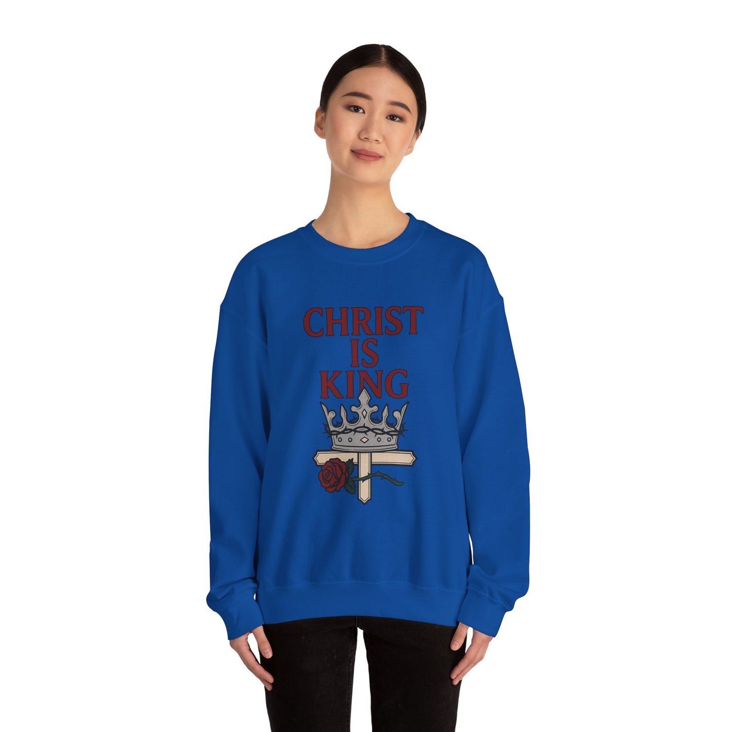 Christ is King Unisex Crewneck Sweatshirt, Religious Gift, Christian Faith Apparel, Cozy Sweatshirt for Church, Inspirational Outfit