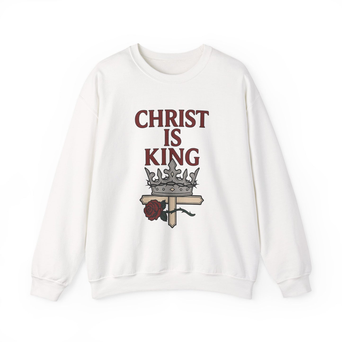 Christ is King Unisex Crewneck Sweatshirt, Religious Gift, Christian Faith Apparel, Cozy Sweatshirt for Church, Inspirational Outfit