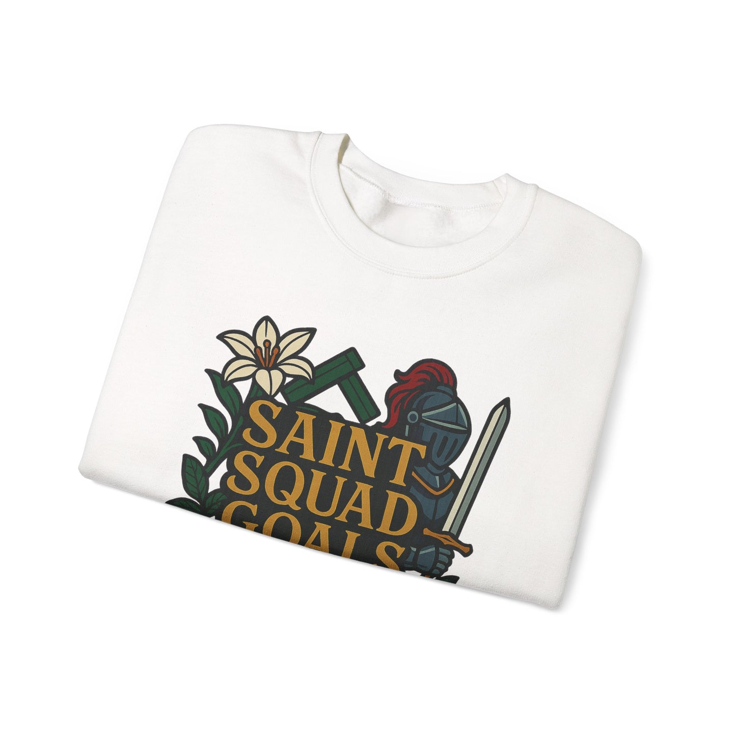 Saint Squad Goals Crewneck Sweatshirt, Cozy Unisex Sweatshirt, Gift for Friends, Holiday Apparel, Casual Fashion, Motivational Clothing