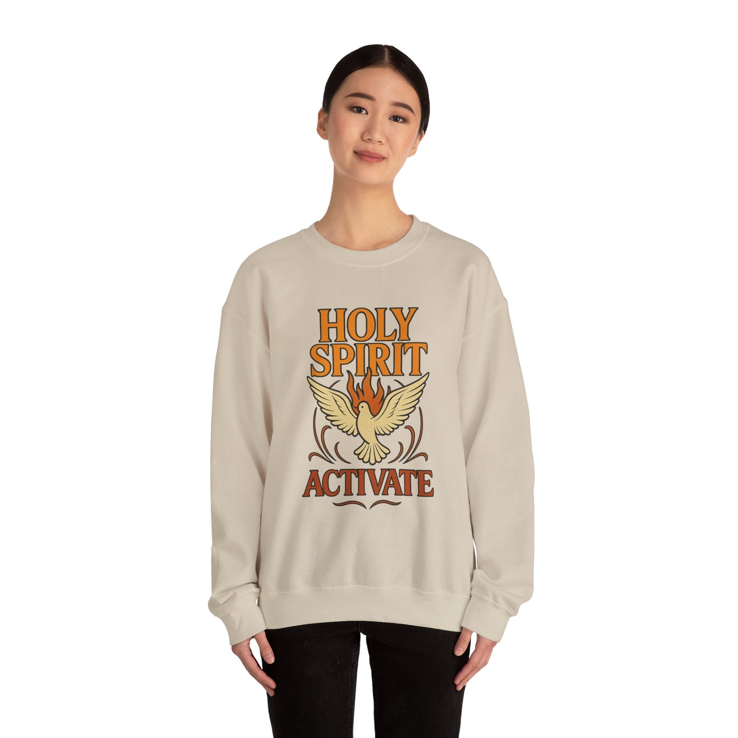 Holy Spirit Activate Crewneck Sweatshirt | Unisex Pullover | Cozy Faith-Based Apparel | Inspirational Gift | Spiritual Wardrobe