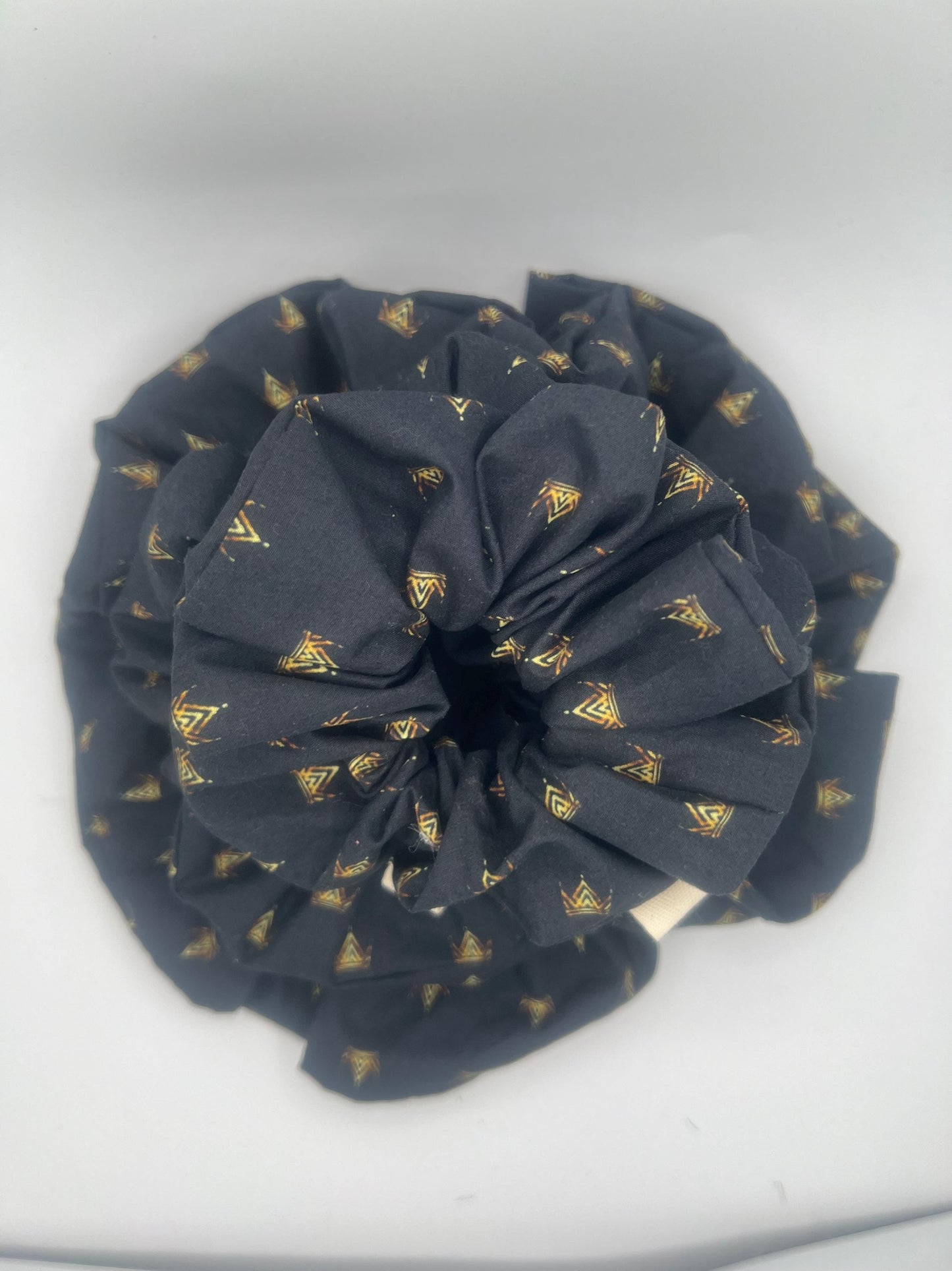 Black Crowns Scrunchie in Mini Regular and XL Sizes | Handmade Blue Hair Tie | Soft Durable Everyday Accessory | Gift for Her