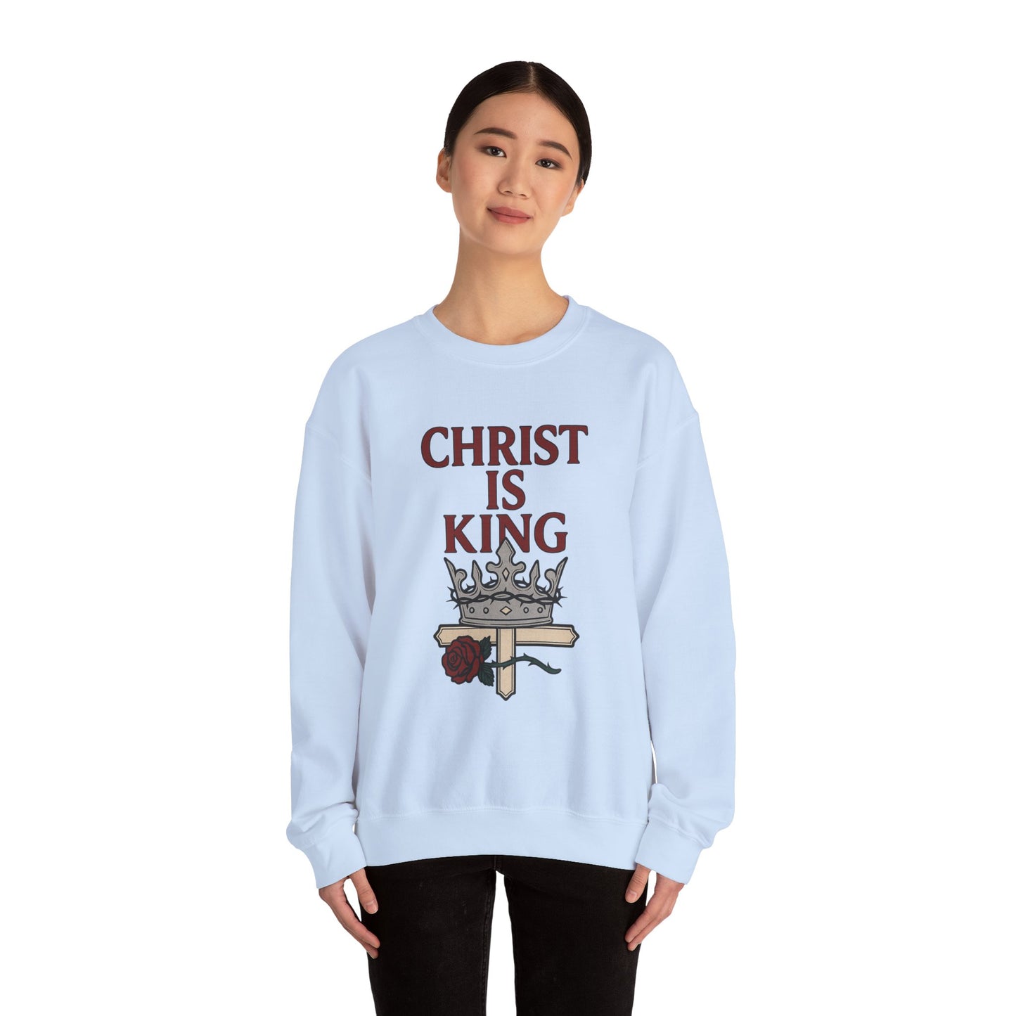 Christ is King Unisex Crewneck Sweatshirt, Religious Gift, Christian Faith Apparel, Cozy Sweatshirt for Church, Inspirational Outfit