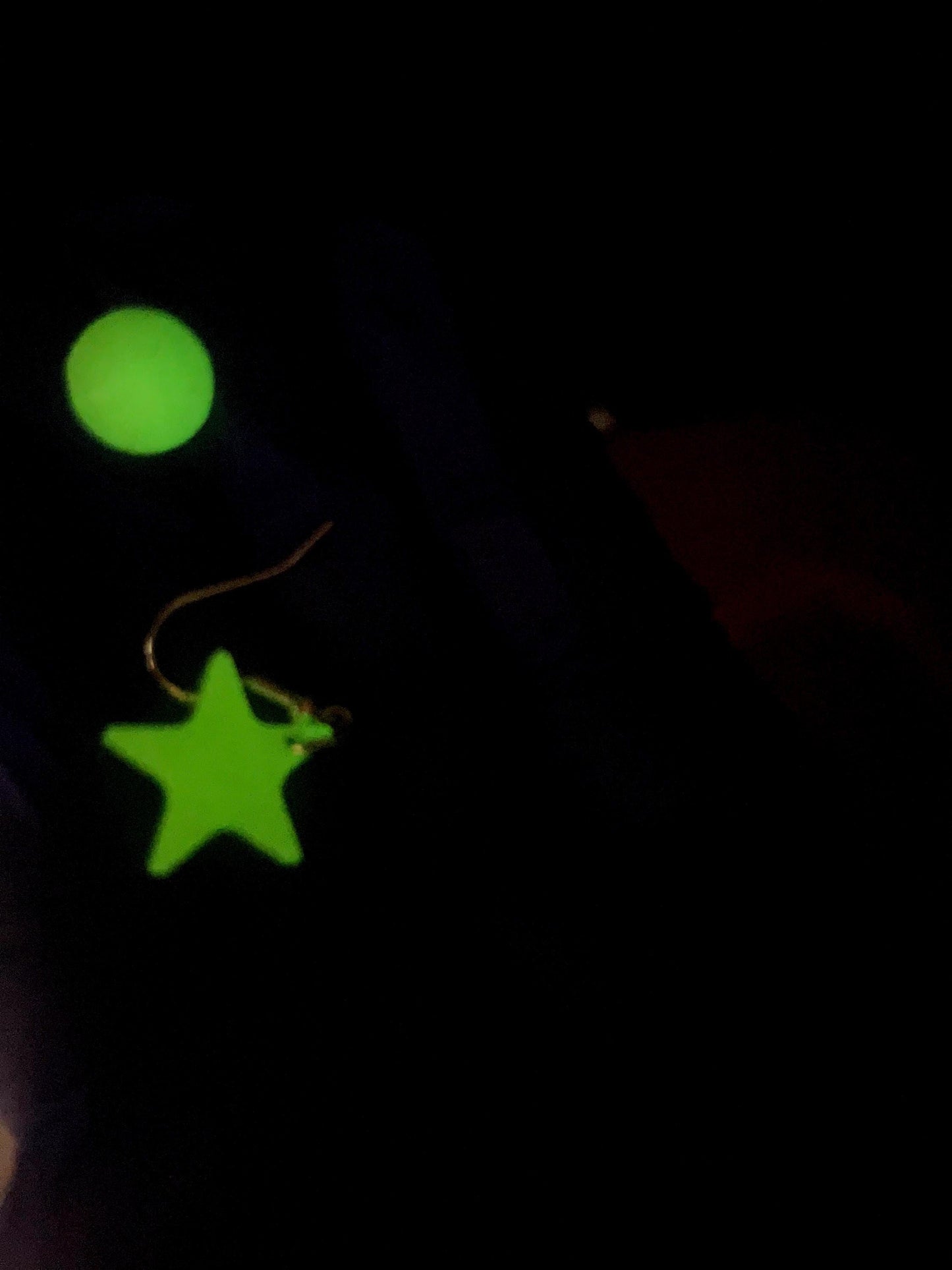 Yellow Glow in the Dark Earrings Set – 1 Pair Stud and 1 Pair Star Dangle with sparkles - Jewelry for Kids, Teens & Adults, Handmade Gift