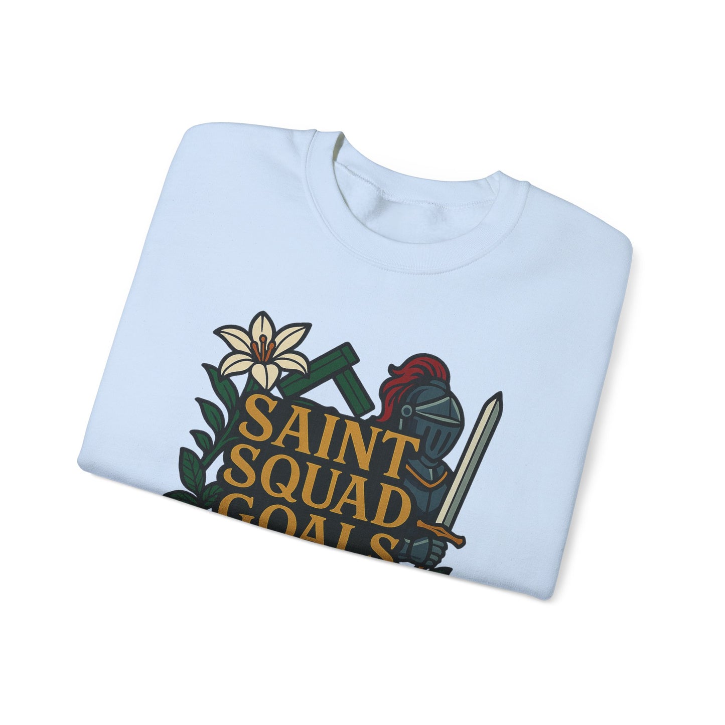 Saint Squad Goals Crewneck Sweatshirt, Cozy Unisex Sweatshirt, Gift for Friends, Holiday Apparel, Casual Fashion, Motivational Clothing