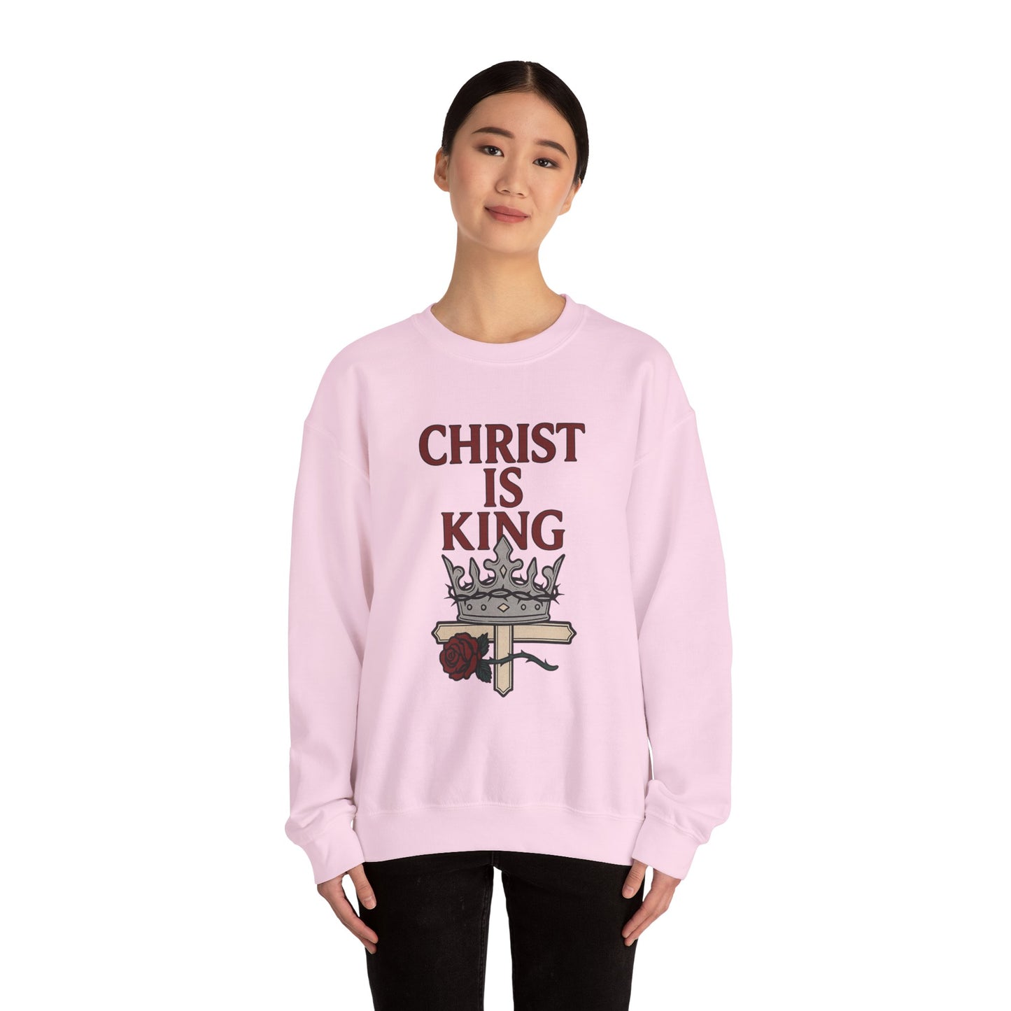 Christ is King Unisex Crewneck Sweatshirt, Religious Gift, Christian Faith Apparel, Cozy Sweatshirt for Church, Inspirational Outfit