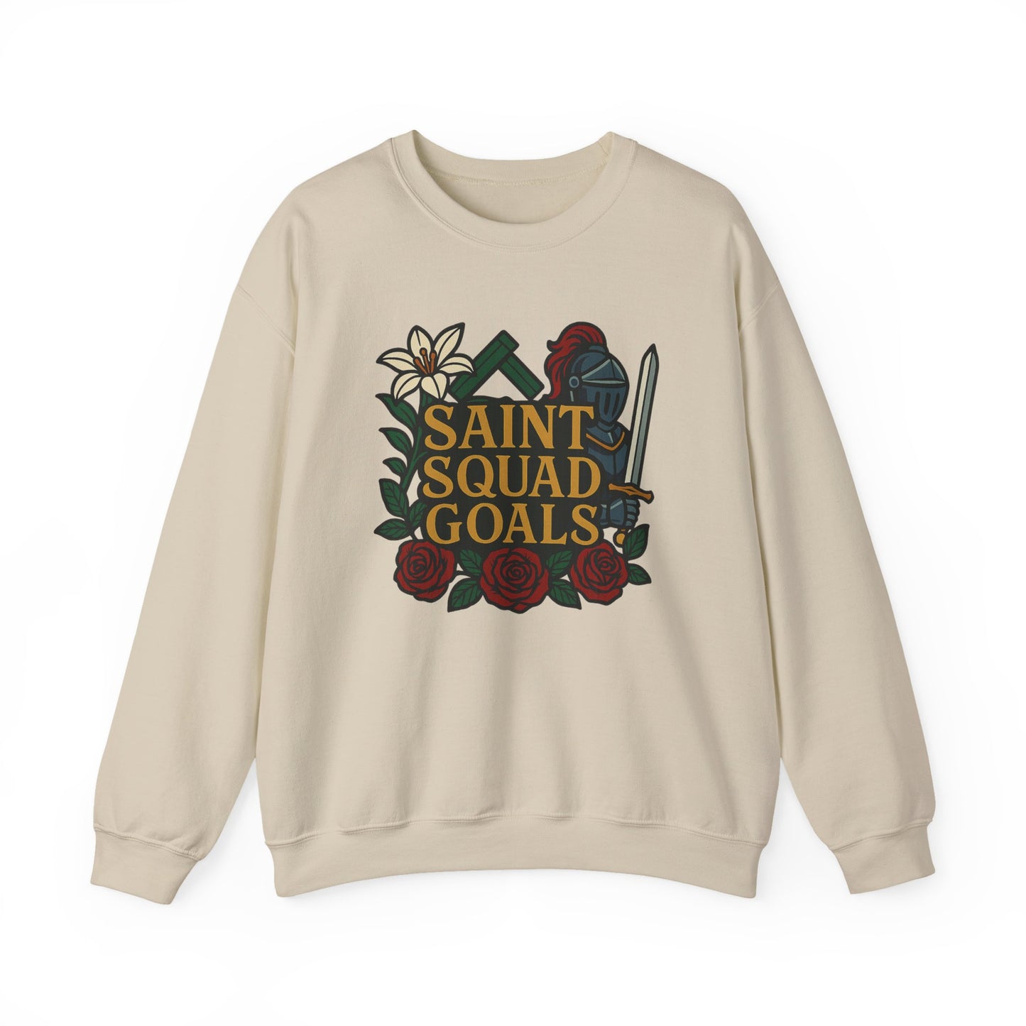 Saint Squad Goals Crewneck Sweatshirt, Cozy Unisex Sweatshirt, Gift for Friends, Holiday Apparel, Casual Fashion, Motivational Clothing