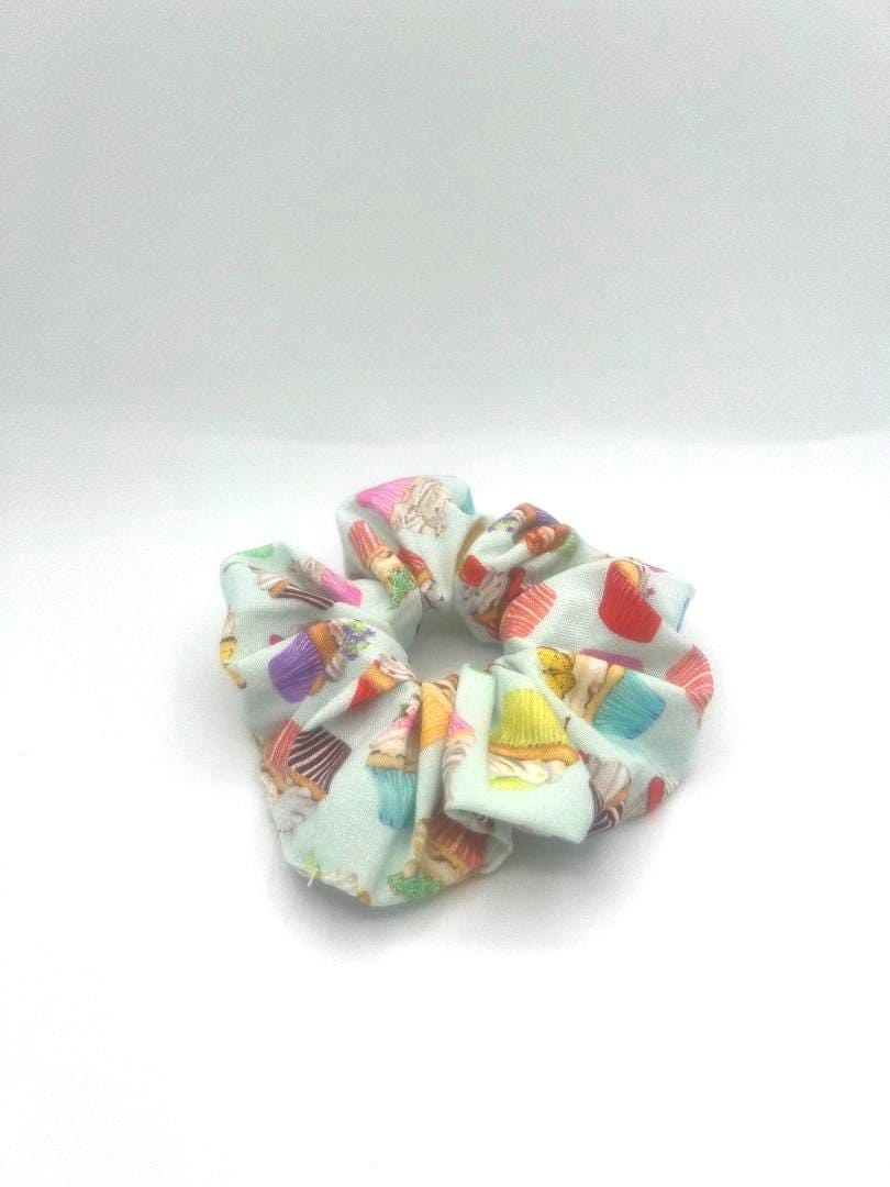 Cupcake Heaven Scrunchie in Mini Regular and XL Sizes | Handmade Pink Hair Tie | Soft Durable Everyday Accessory | Gift for Her