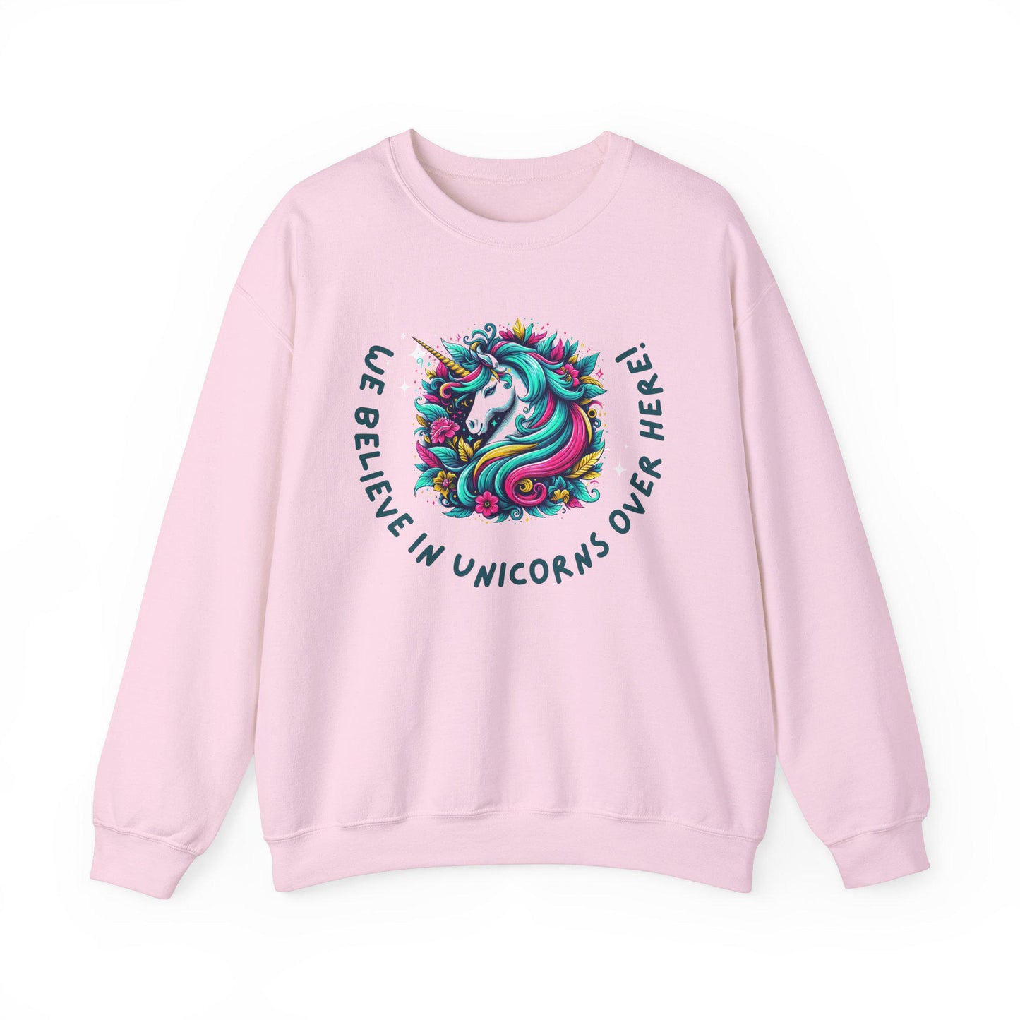 Unisex Unicorn Sweatshirt - We Believe in Unicorns, Cozy Crewneck for Magical Moments, Perfect Gift for Animal Lovers, Fun & Whimsical
