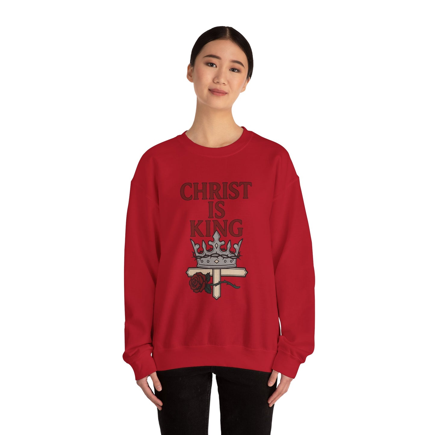 Christ is King Unisex Crewneck Sweatshirt, Religious Gift, Christian Faith Apparel, Cozy Sweatshirt for Church, Inspirational Outfit