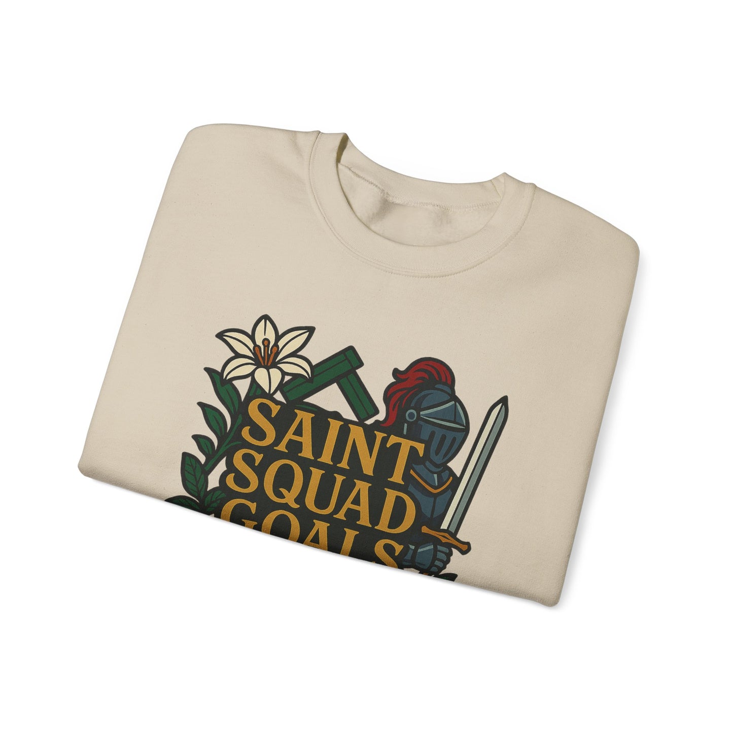 Saint Squad Goals Crewneck Sweatshirt, Cozy Unisex Sweatshirt, Gift for Friends, Holiday Apparel, Casual Fashion, Motivational Clothing