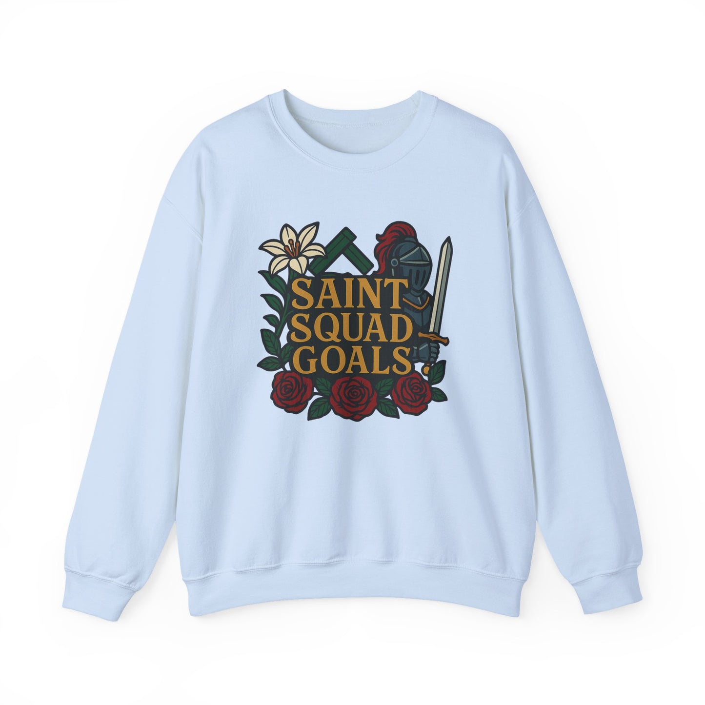 Saint Squad Goals Crewneck Sweatshirt, Cozy Unisex Sweatshirt, Gift for Friends, Holiday Apparel, Casual Fashion, Motivational Clothing