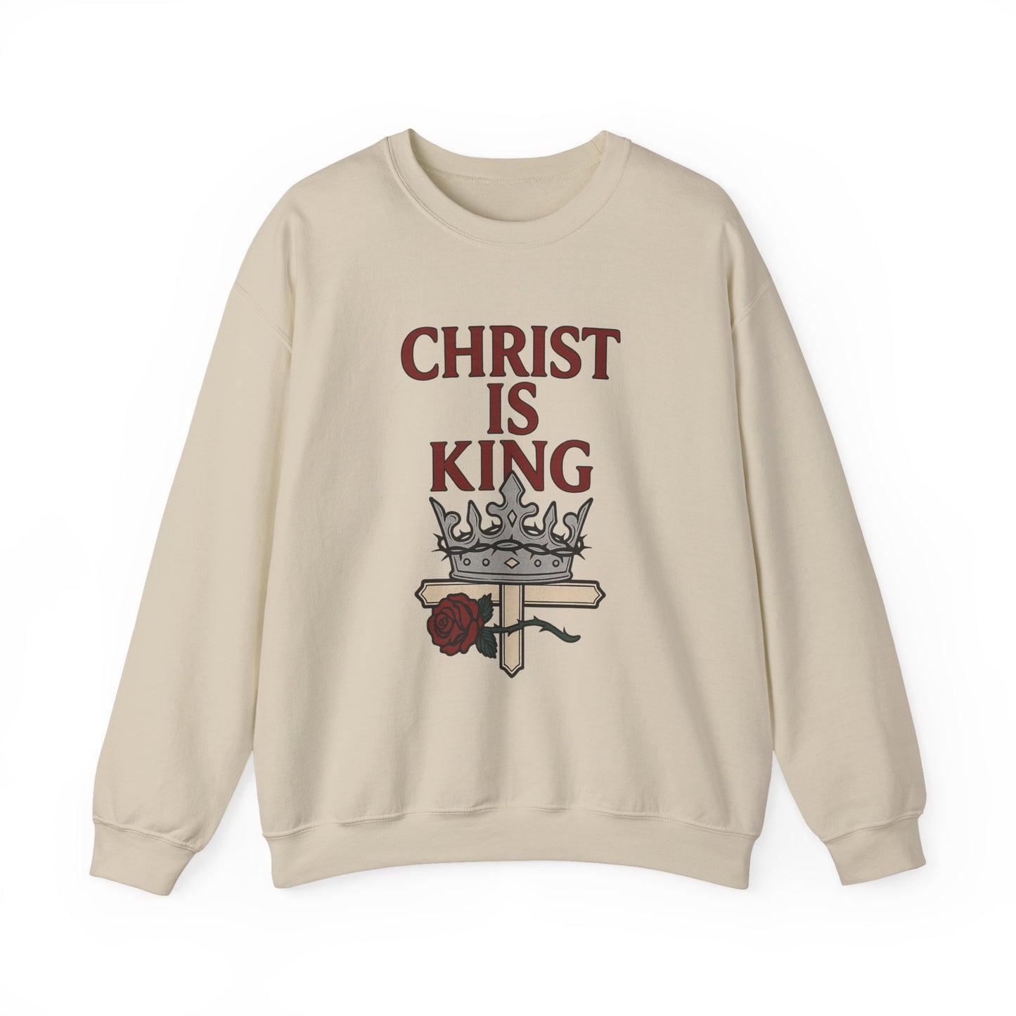 Christ is King Unisex Crewneck Sweatshirt, Religious Gift, Christian Faith Apparel, Cozy Sweatshirt for Church, Inspirational Outfit