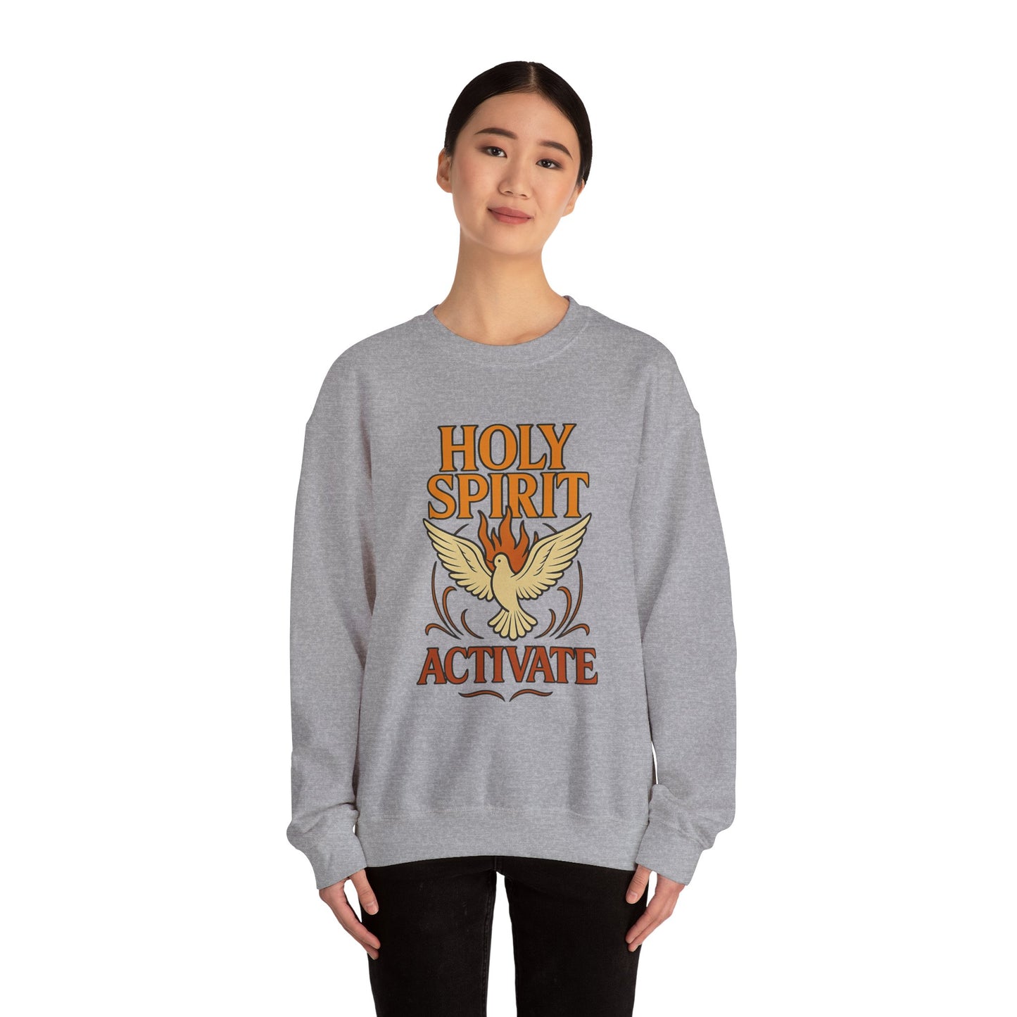 Holy Spirit Activate Crewneck Sweatshirt | Unisex Pullover | Cozy Faith-Based Apparel | Inspirational Gift | Spiritual Wardrobe