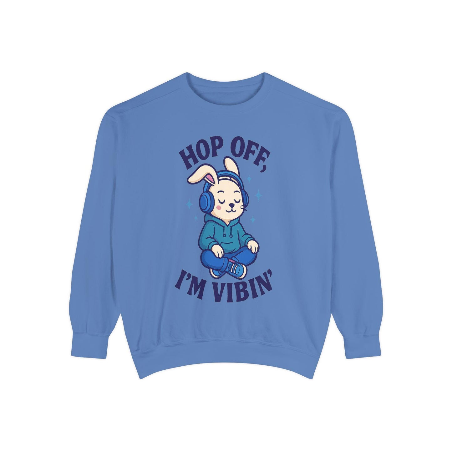 Vibin' Bunny Sweatshirt, Cozy Unisex Sweatshirt, Perfect Gift for Music Lovers, Casual Layering for All Seasons, Fun and Playful Apparel
