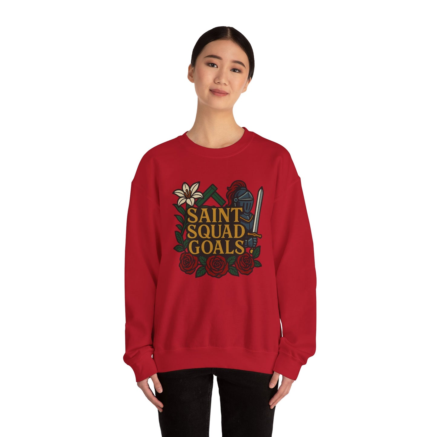 Saint Squad Goals Crewneck Sweatshirt, Cozy Unisex Sweatshirt, Gift for Friends, Holiday Apparel, Casual Fashion, Motivational Clothing