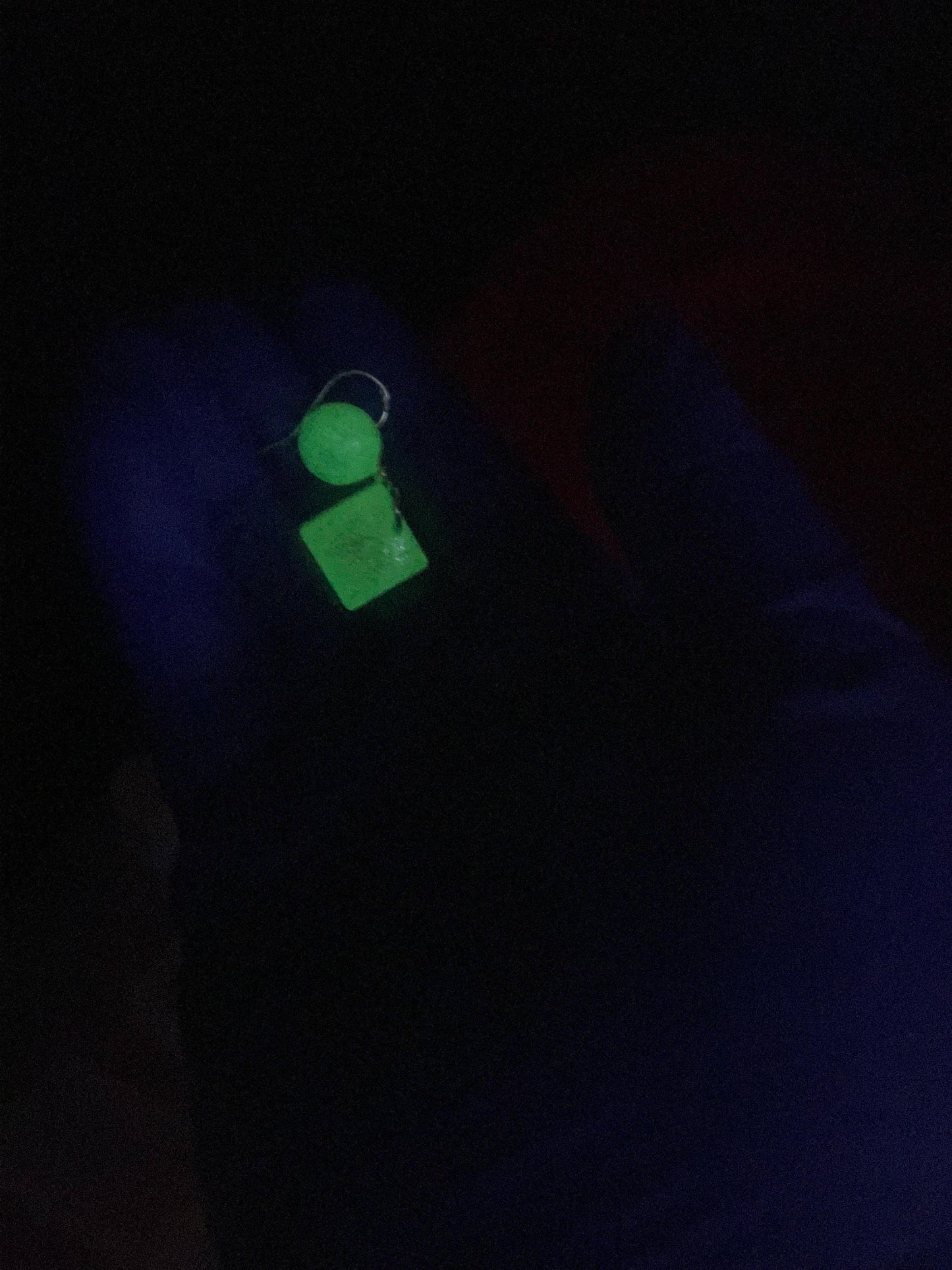 Yellow Glow in the Dark Sparkle Earrings Set – 1 Pair Stud and 1 Pair Square Dangle – Sparkly Jewelry for Kids, Teens & Adults, Handmade