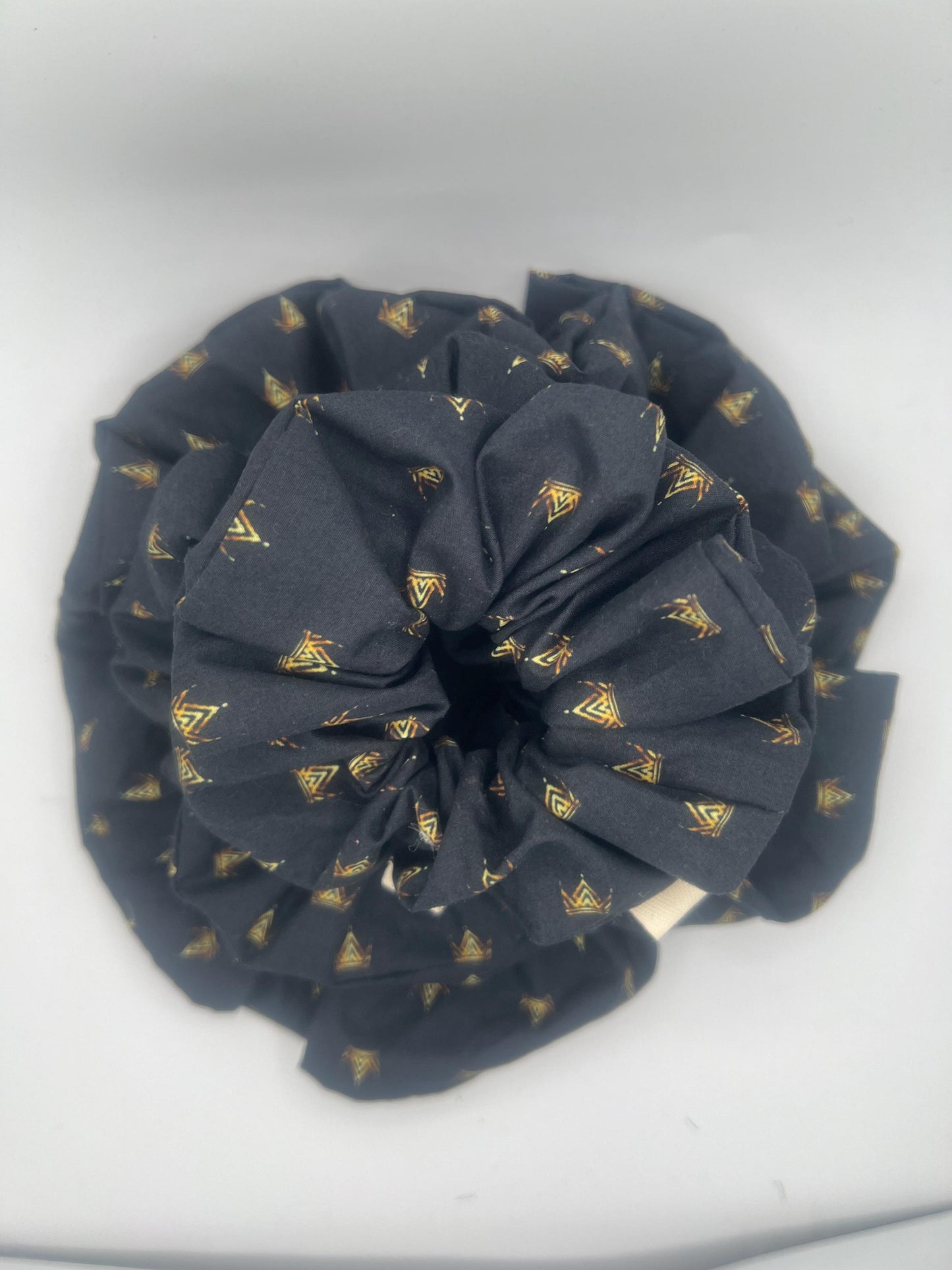 Black Crowns Scrunchie in Mini Regular and XL Sizes | Handmade Blue Hair Tie | Soft Durable Everyday Accessory | Gift for Her