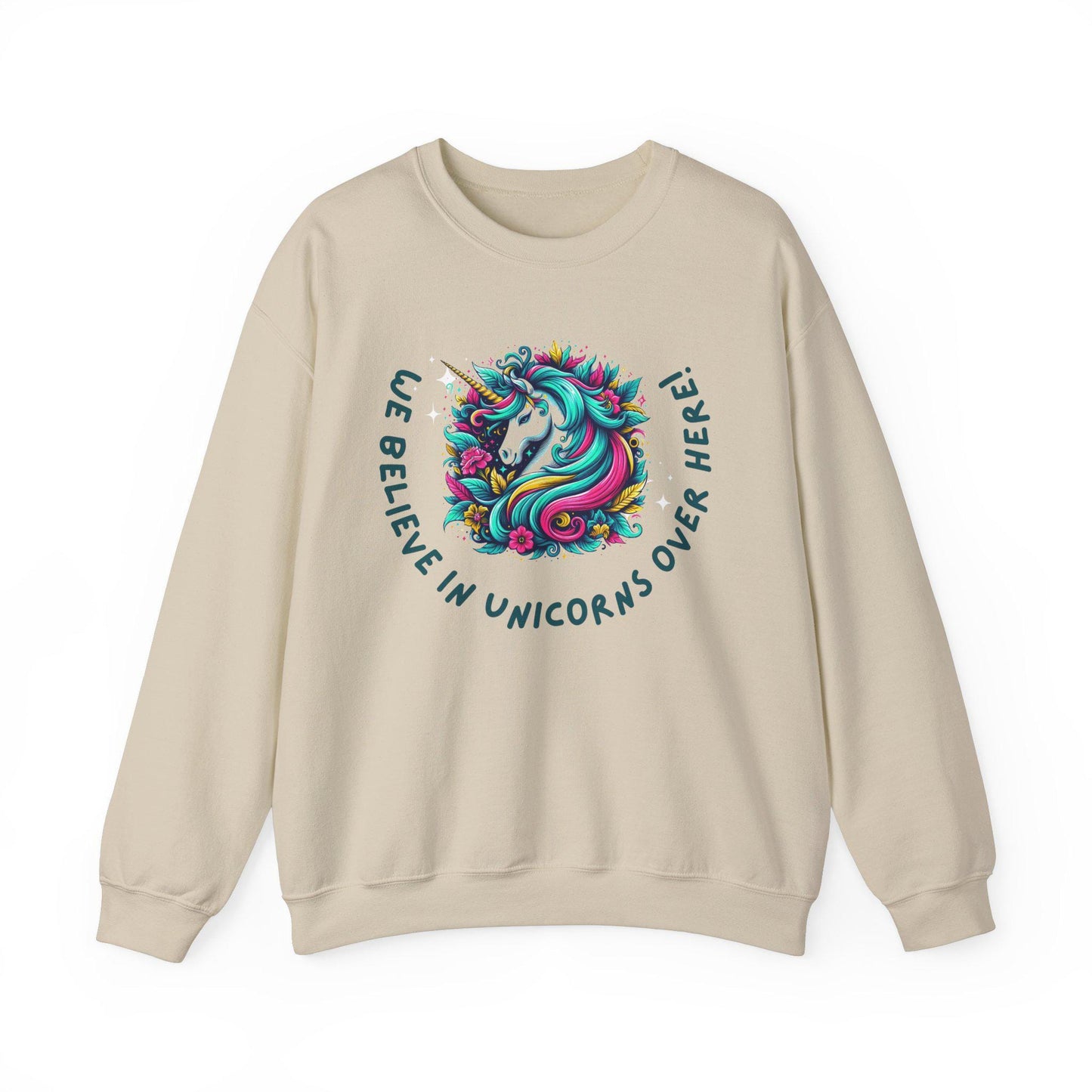 Unisex Unicorn Sweatshirt - We Believe in Unicorns, Cozy Crewneck for Magical Moments, Perfect Gift for Animal Lovers, Fun & Whimsical