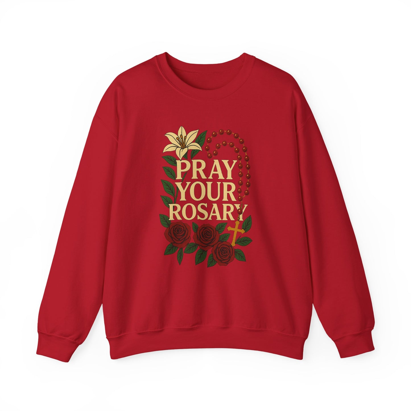 Pray Your Rosary Sweatshirt, Religious Crewneck, Christian Gift, Faith and Prayer Apparel, Cozy Spiritual Clothing, Perfect for Church