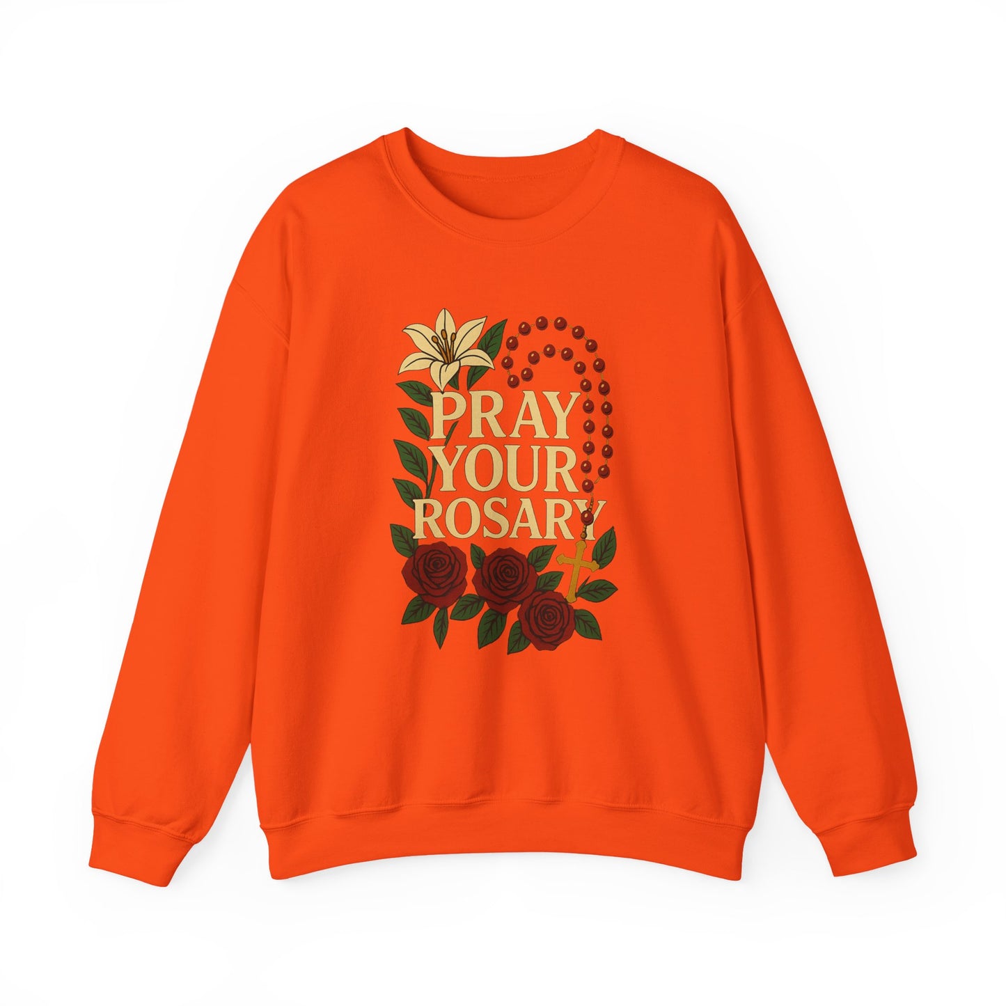 Pray Your Rosary Sweatshirt, Religious Crewneck, Christian Gift, Faith and Prayer Apparel, Cozy Spiritual Clothing, Perfect for Church