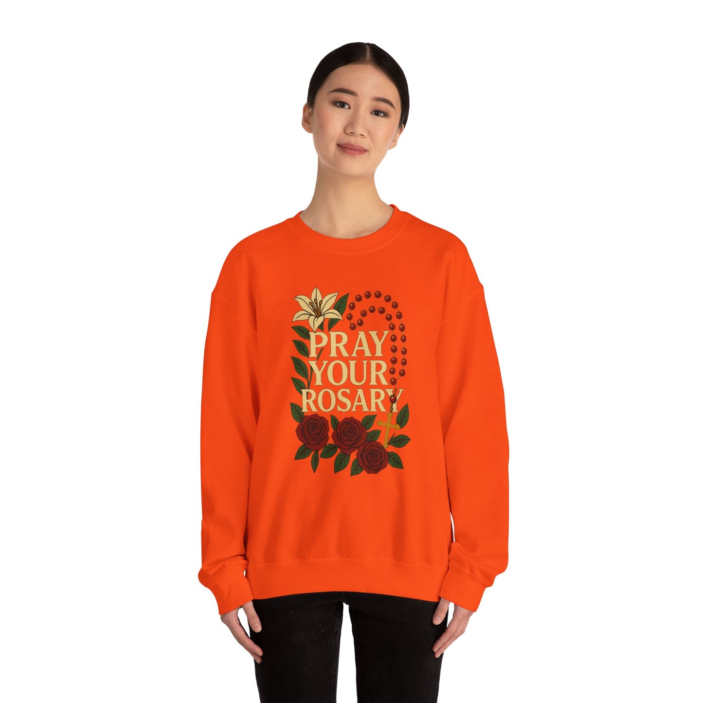 Pray Your Rosary Sweatshirt, Religious Crewneck, Christian Gift, Faith and Prayer Apparel, Cozy Spiritual Clothing, Perfect for Church