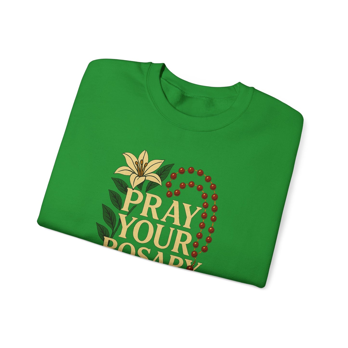 Pray Your Rosary Sweatshirt, Religious Crewneck, Christian Gift, Faith and Prayer Apparel, Cozy Spiritual Clothing, Perfect for Church