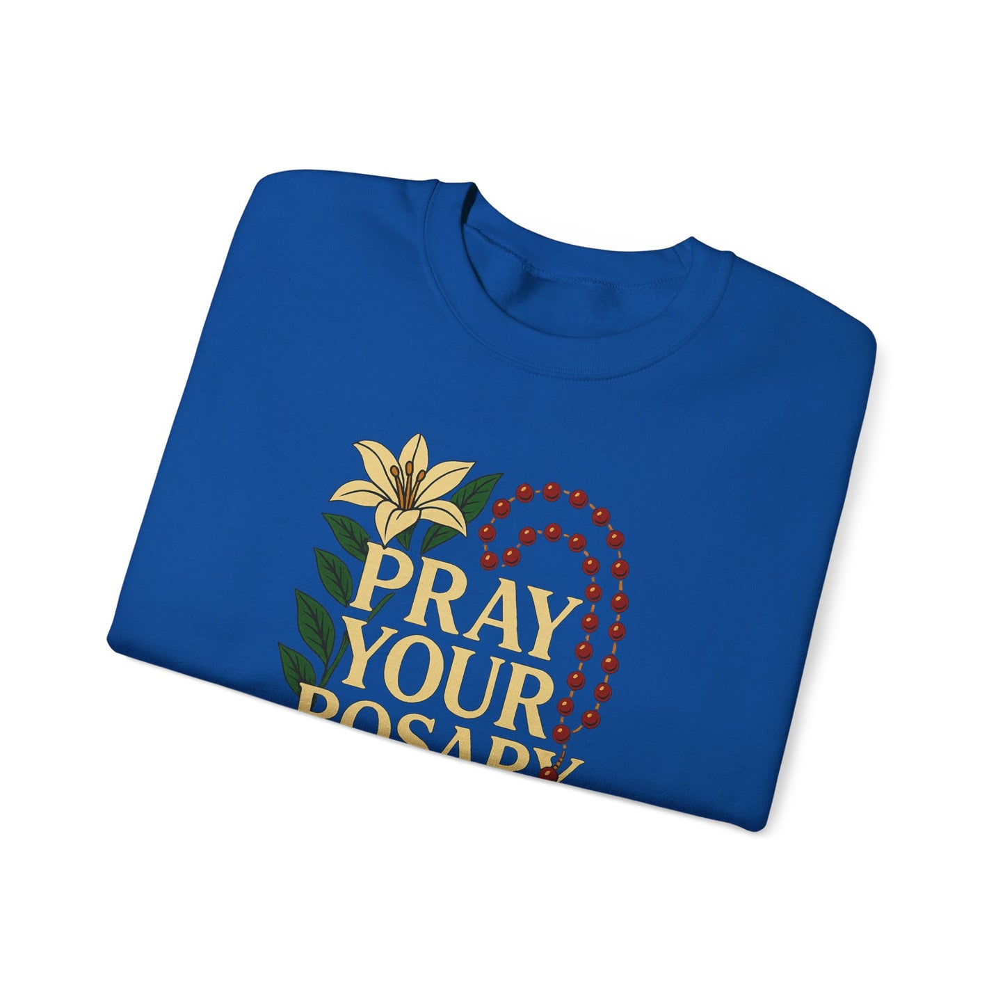 Pray Your Rosary Sweatshirt, Religious Crewneck, Christian Gift, Faith and Prayer Apparel, Cozy Spiritual Clothing, Perfect for Church