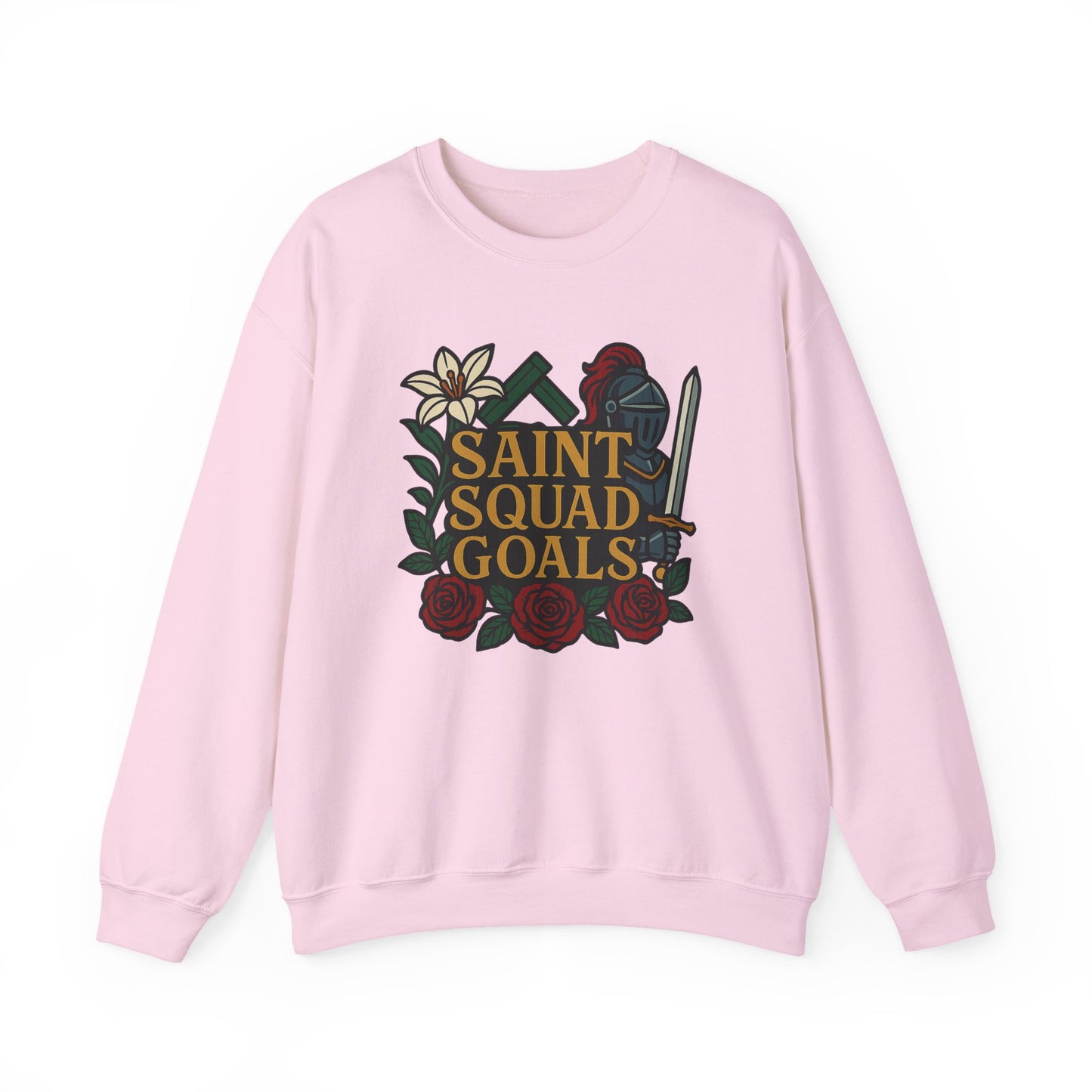 Saint Squad Goals Crewneck Sweatshirt, Cozy Unisex Sweatshirt, Gift for Friends, Holiday Apparel, Casual Fashion, Motivational Clothing