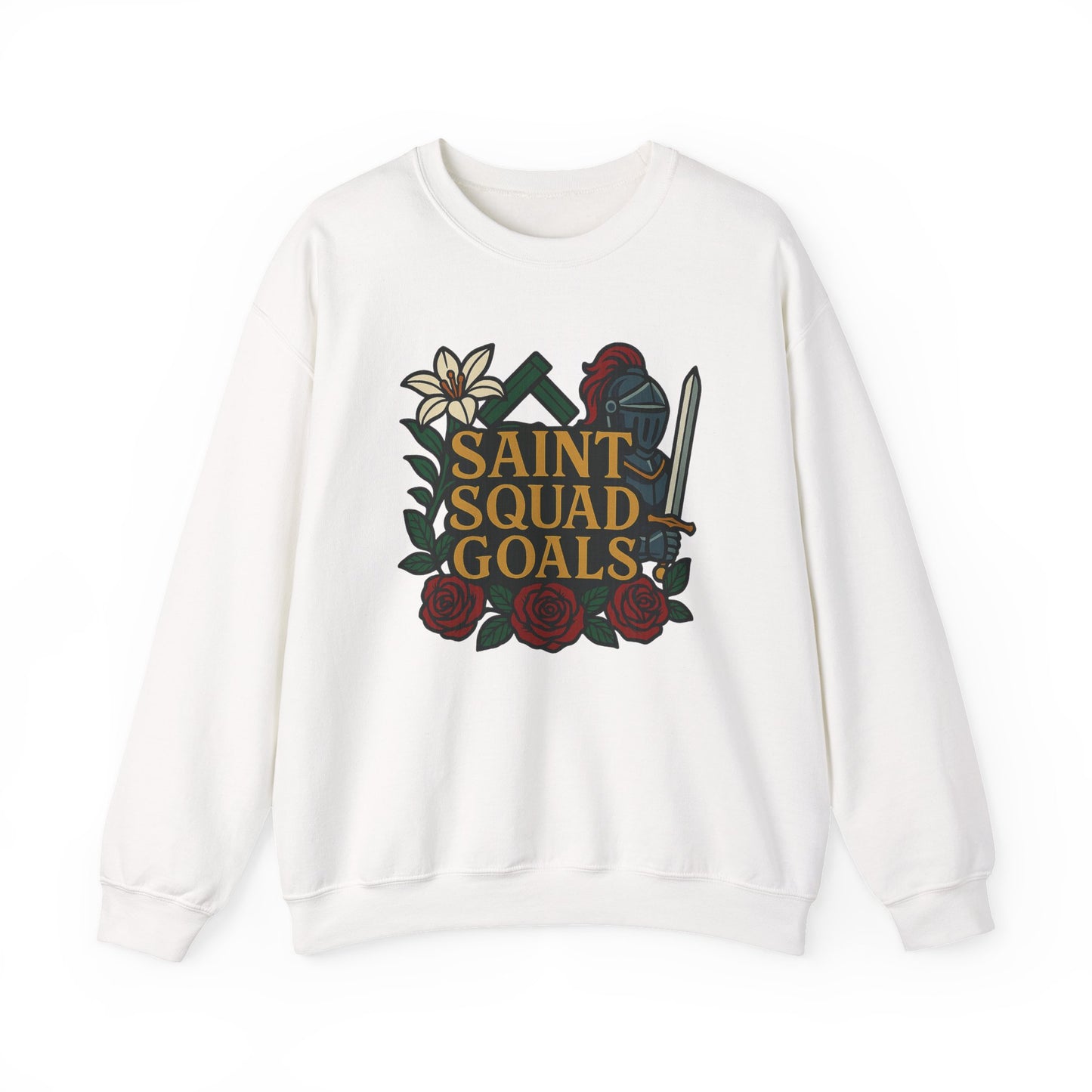 Saint Squad Goals Crewneck Sweatshirt, Cozy Unisex Sweatshirt, Gift for Friends, Holiday Apparel, Casual Fashion, Motivational Clothing