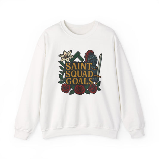 Saint Squad Goals Crewneck Sweatshirt, Cozy Unisex Sweatshirt, Gift for Friends, Holiday Apparel, Casual Fashion, Motivational Clothing