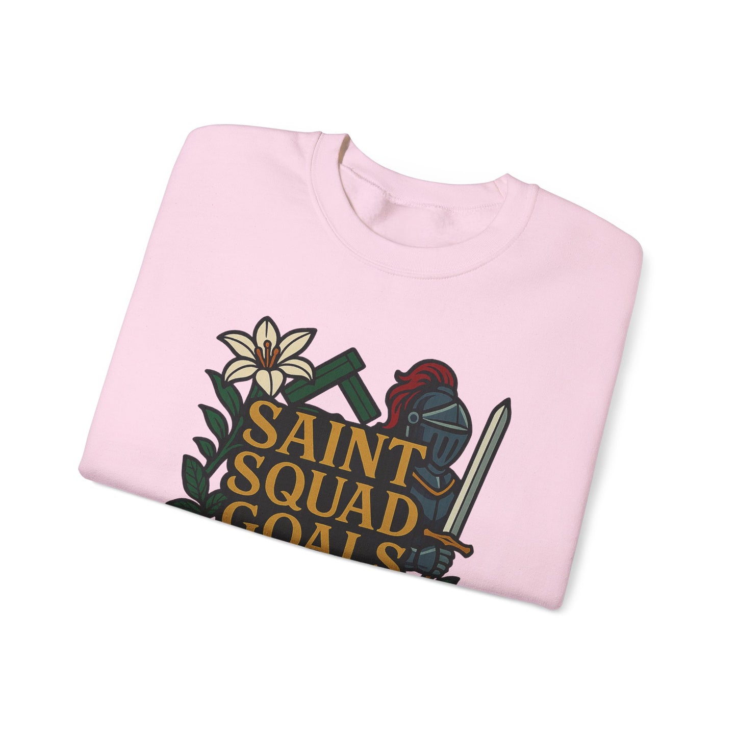 Saint Squad Goals Crewneck Sweatshirt, Cozy Unisex Sweatshirt, Gift for Friends, Holiday Apparel, Casual Fashion, Motivational Clothing