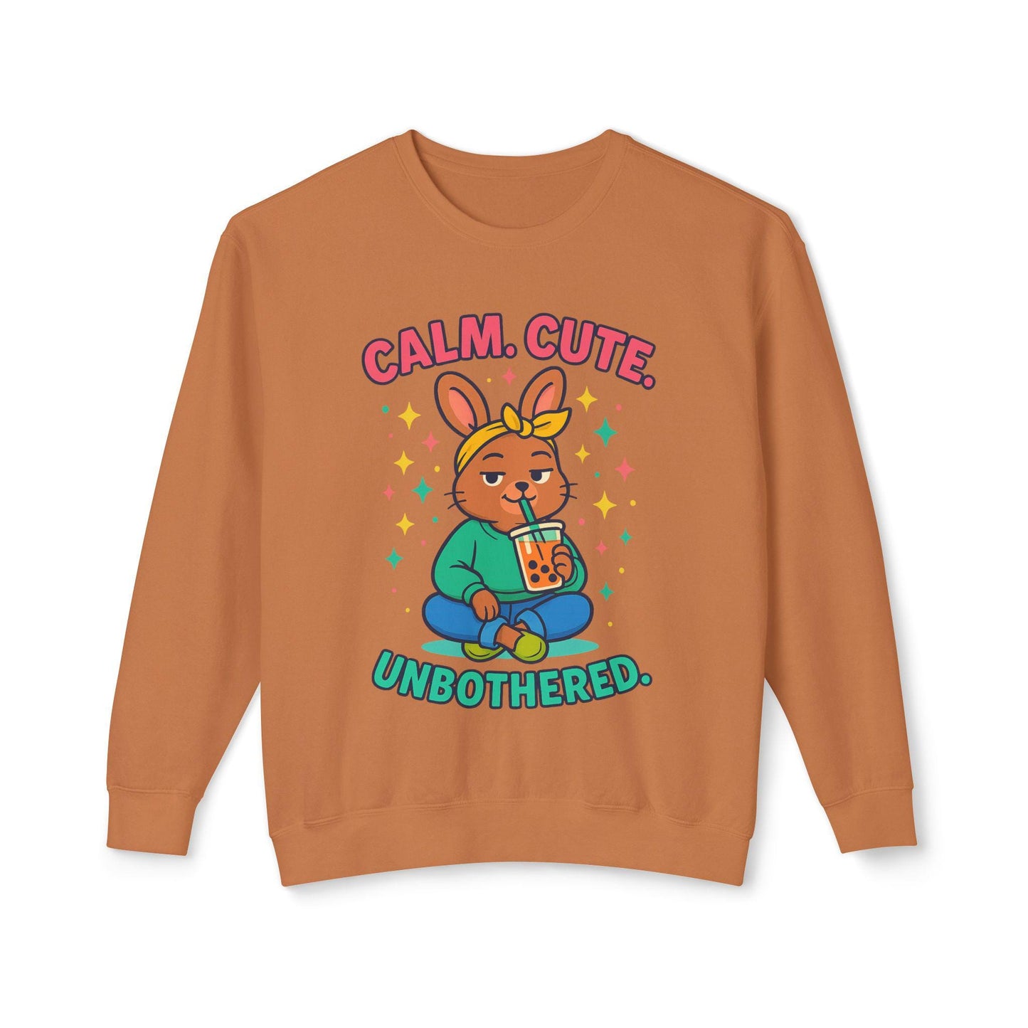 Cute Calm Unisex Lightweight Crewneck Sweatshirt, Relaxed Vibes, Perfect for Gifts, Casual Wear, Cozy Lounging, Fall Apparel