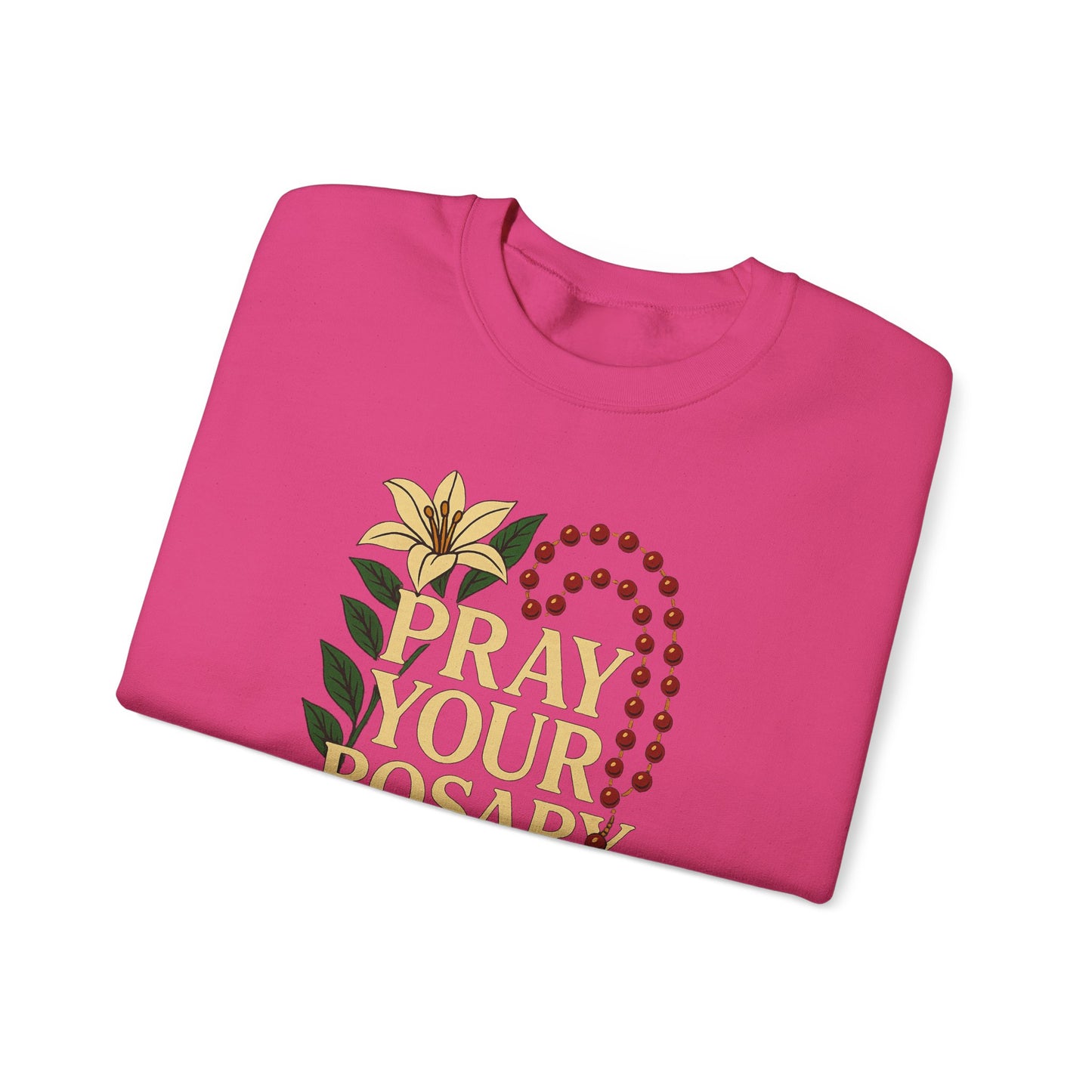 Pray Your Rosary Sweatshirt, Religious Crewneck, Christian Gift, Faith and Prayer Apparel, Cozy Spiritual Clothing, Perfect for Church