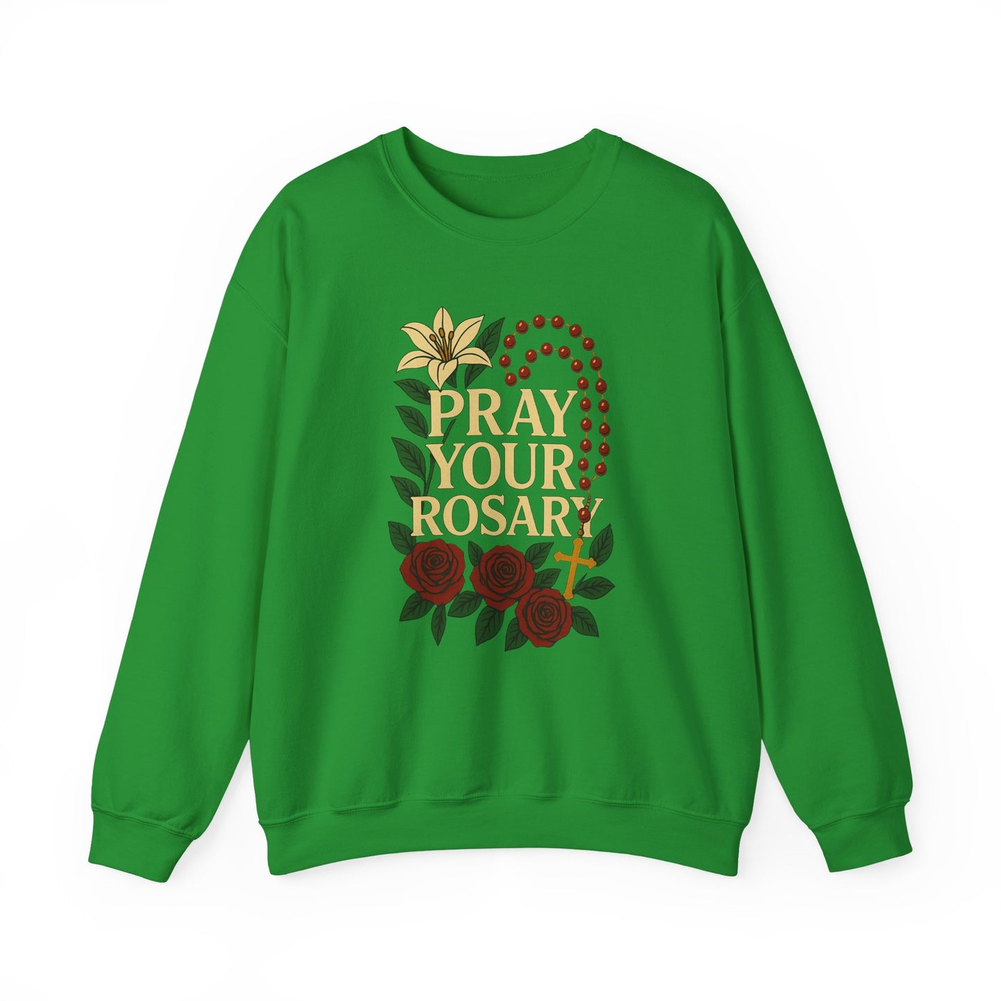 Pray Your Rosary Sweatshirt, Religious Crewneck, Christian Gift, Faith and Prayer Apparel, Cozy Spiritual Clothing, Perfect for Church