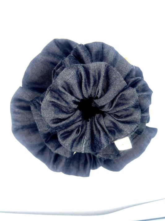 Denim Scrunchie in Mini Regular and XL Sizes | Handmade Blue Hair Tie | Soft Durable Everyday Accessory | Gift for Her