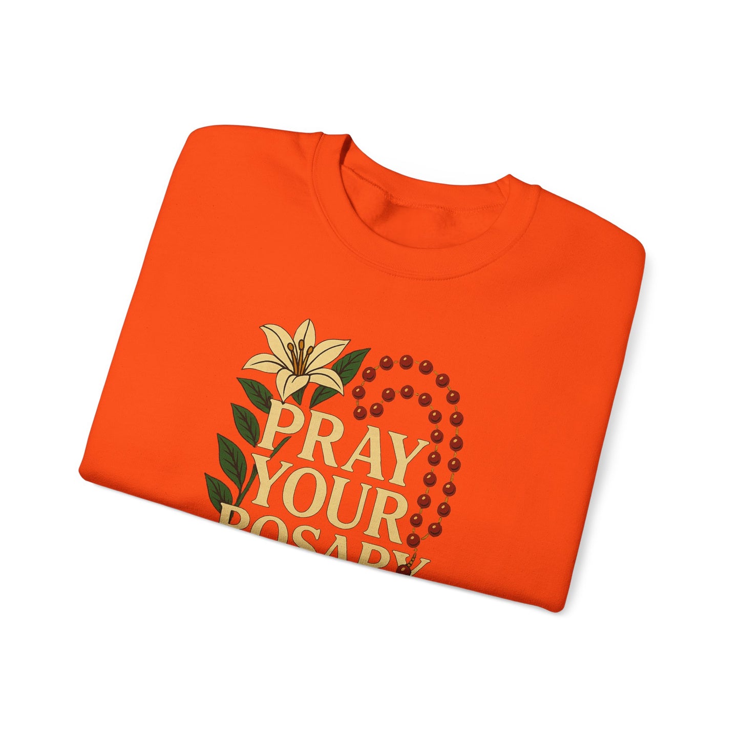 Pray Your Rosary Sweatshirt, Religious Crewneck, Christian Gift, Faith and Prayer Apparel, Cozy Spiritual Clothing, Perfect for Church