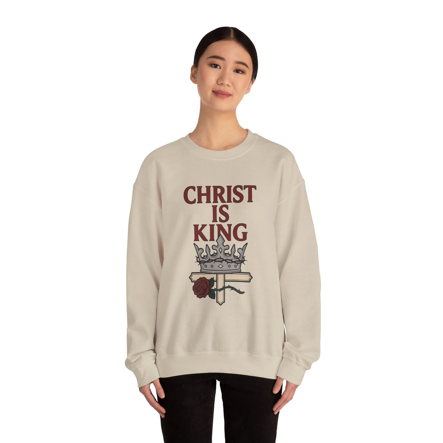 Christ is King Unisex Crewneck Sweatshirt, Religious Gift, Christian Faith Apparel, Cozy Sweatshirt for Church, Inspirational Outfit