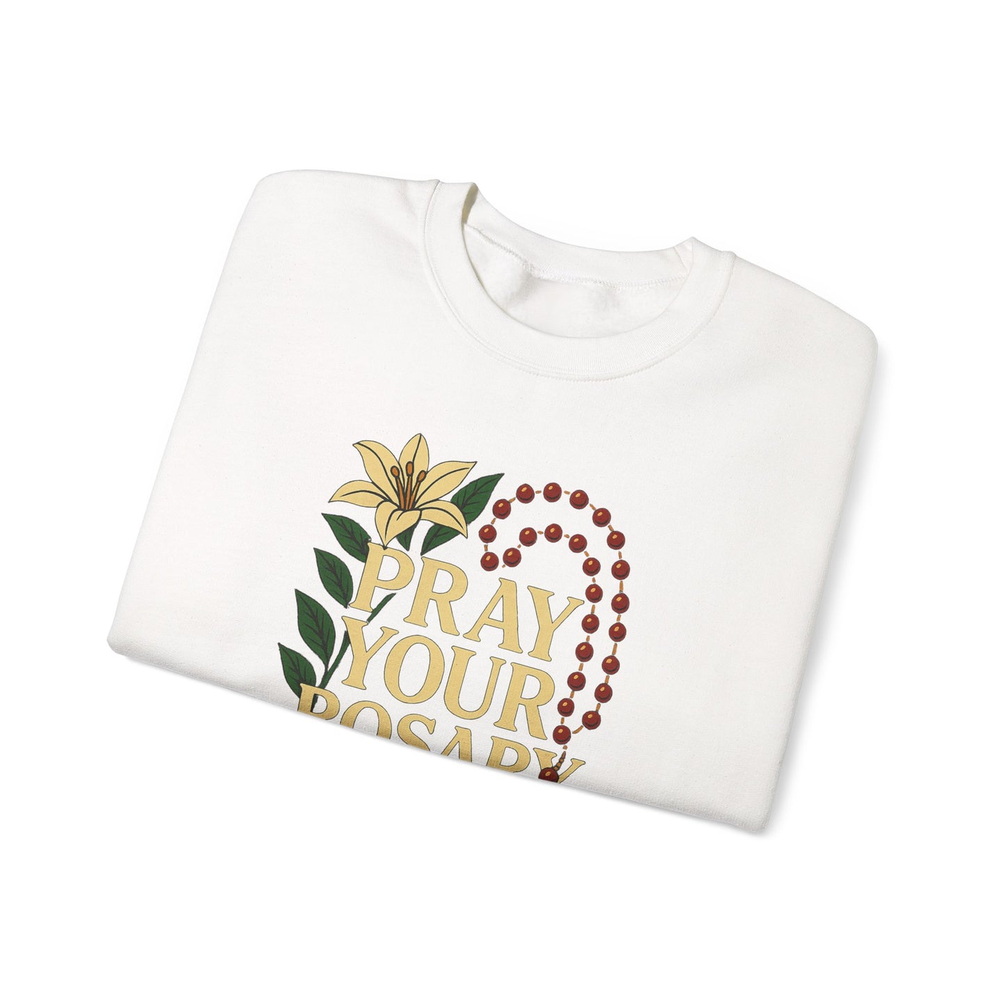 Pray Your Rosary Sweatshirt, Religious Crewneck, Christian Gift, Faith and Prayer Apparel, Cozy Spiritual Clothing, Perfect for Church